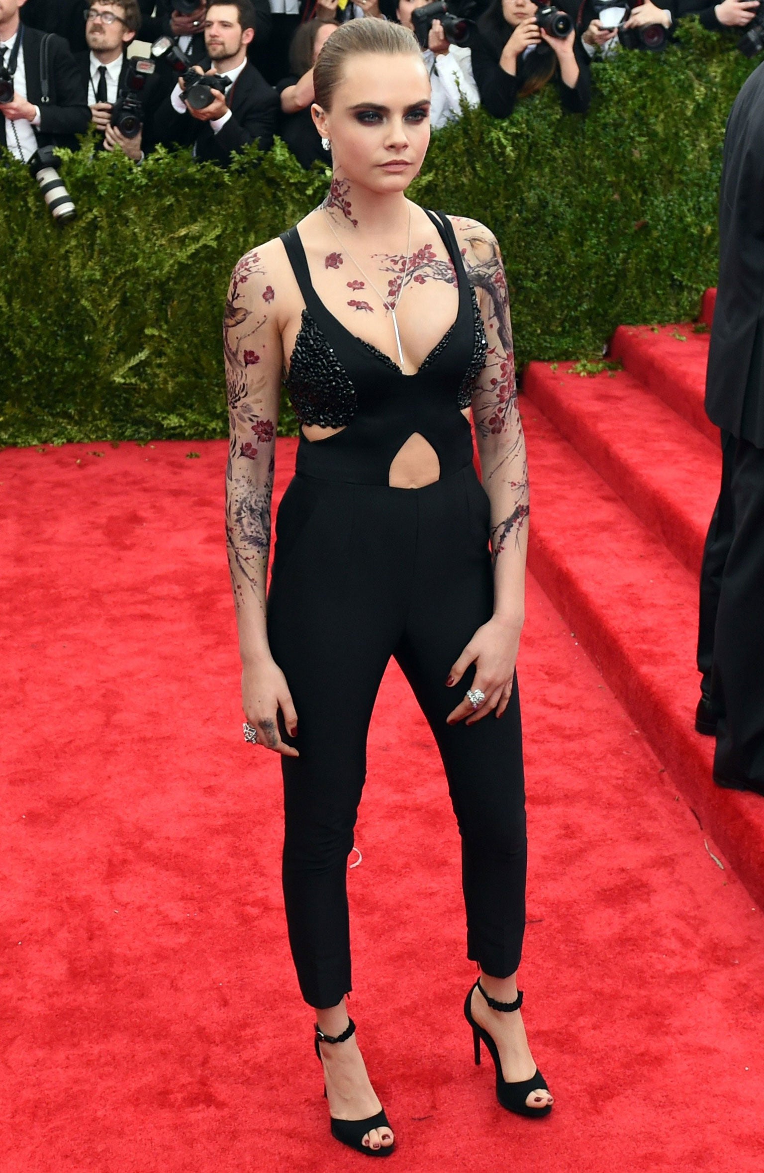 Cara Delevingne in Stella McCartney with body art by Bang Bang