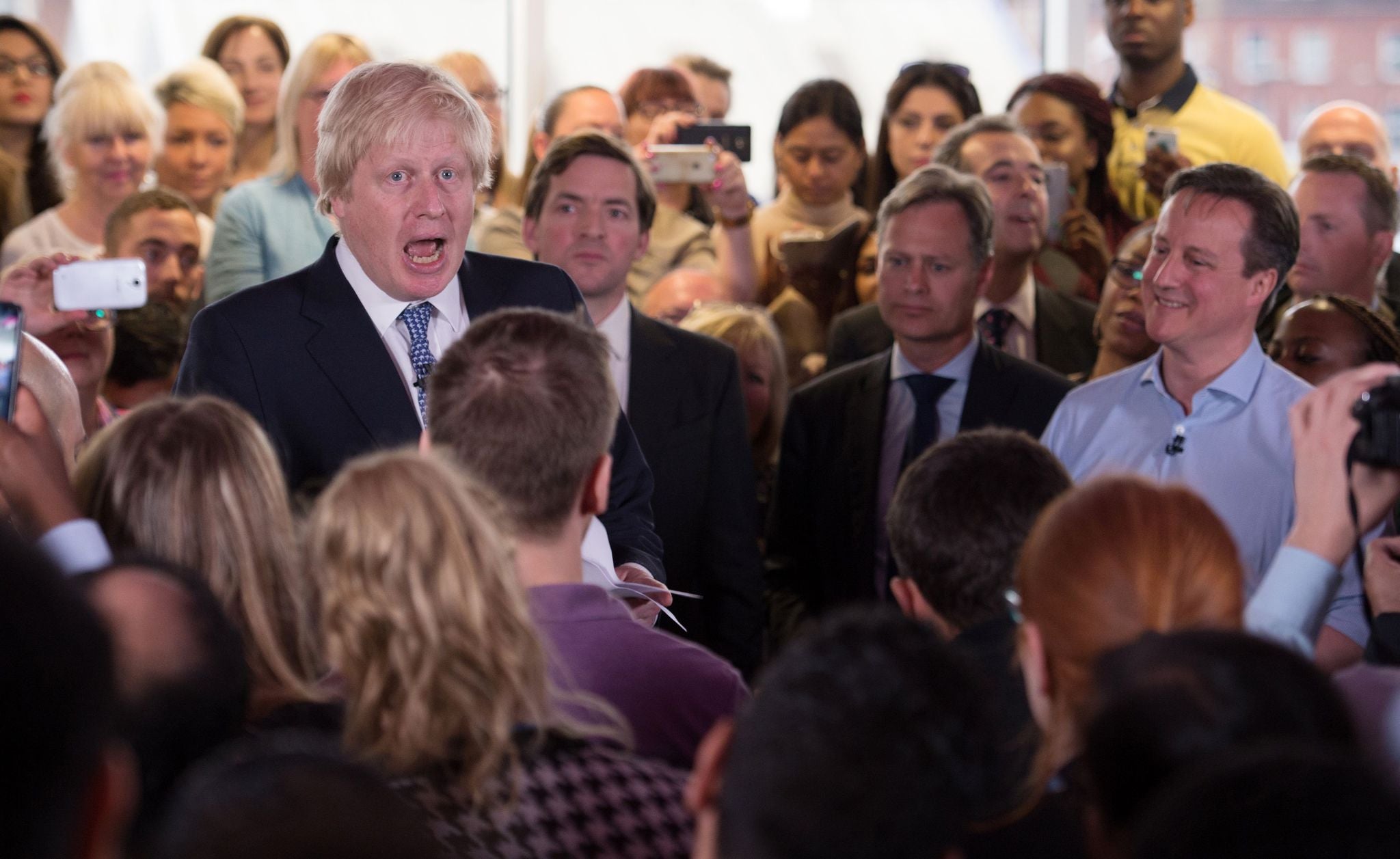 Fellow Eton alumni Boris Johnson joined David Cameron on the campaign trail today