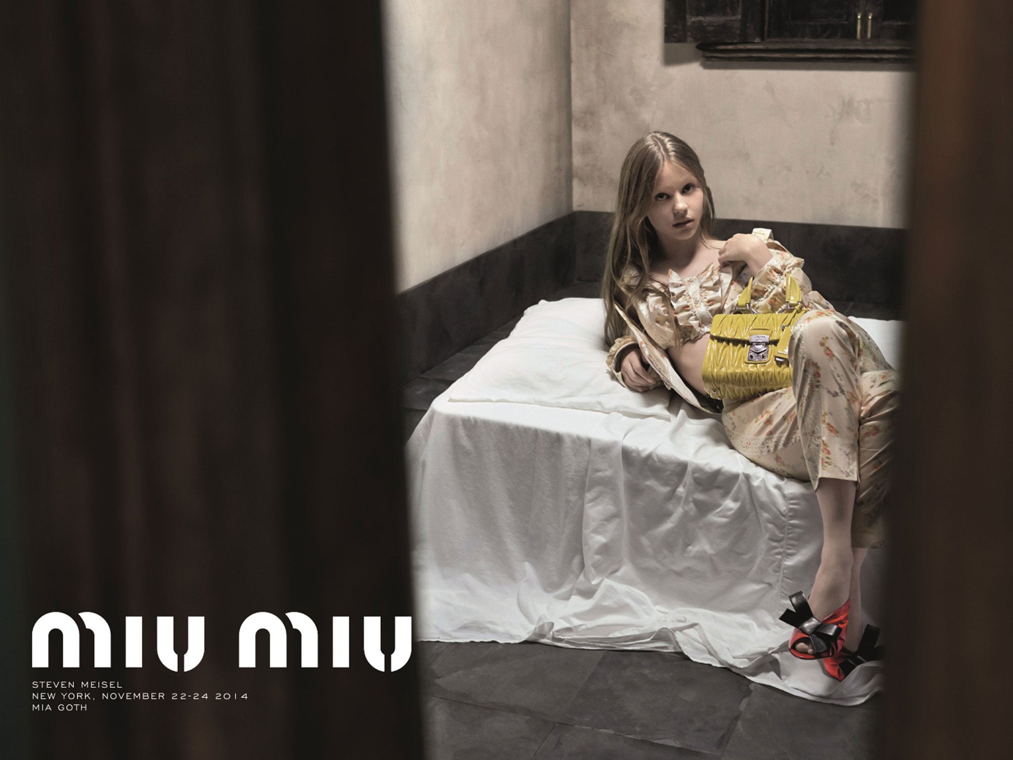 Banned: Mia Goth in the latest ad for Miu Miu.