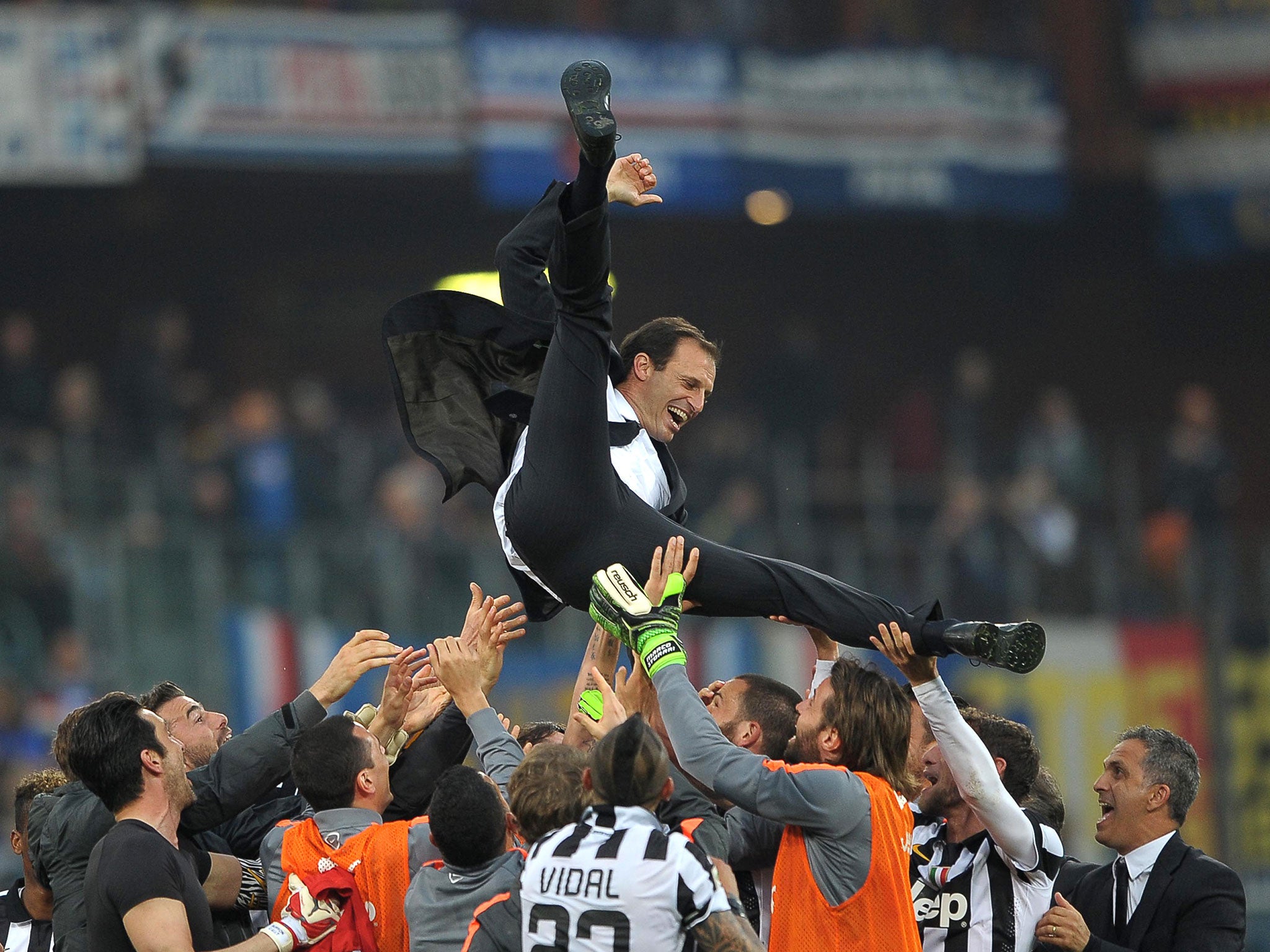 Max Allegri celebrates the Serie A title