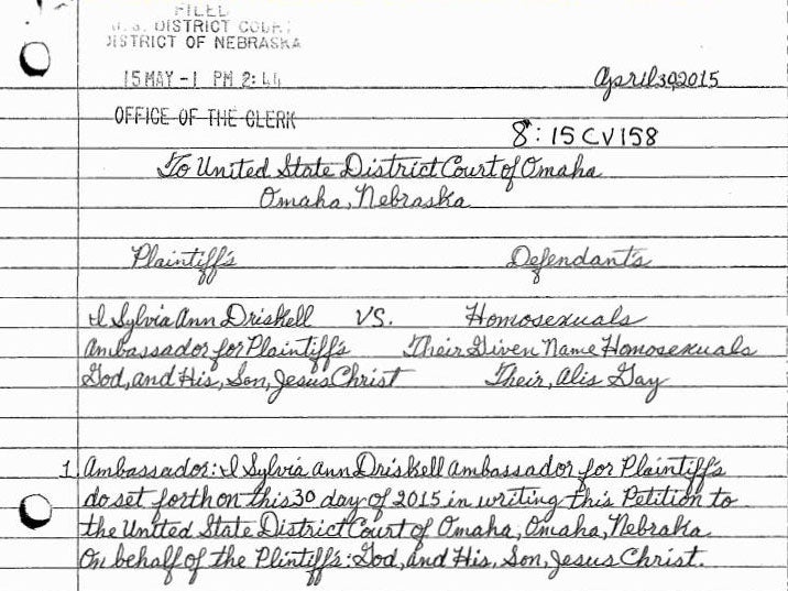 Sylvia Ann Driskell attempted to sue all 'homosexuals'