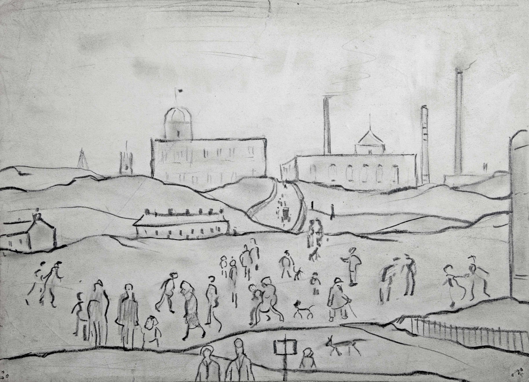 Stolen Lowry: Industrial Scene with Figure, 1949