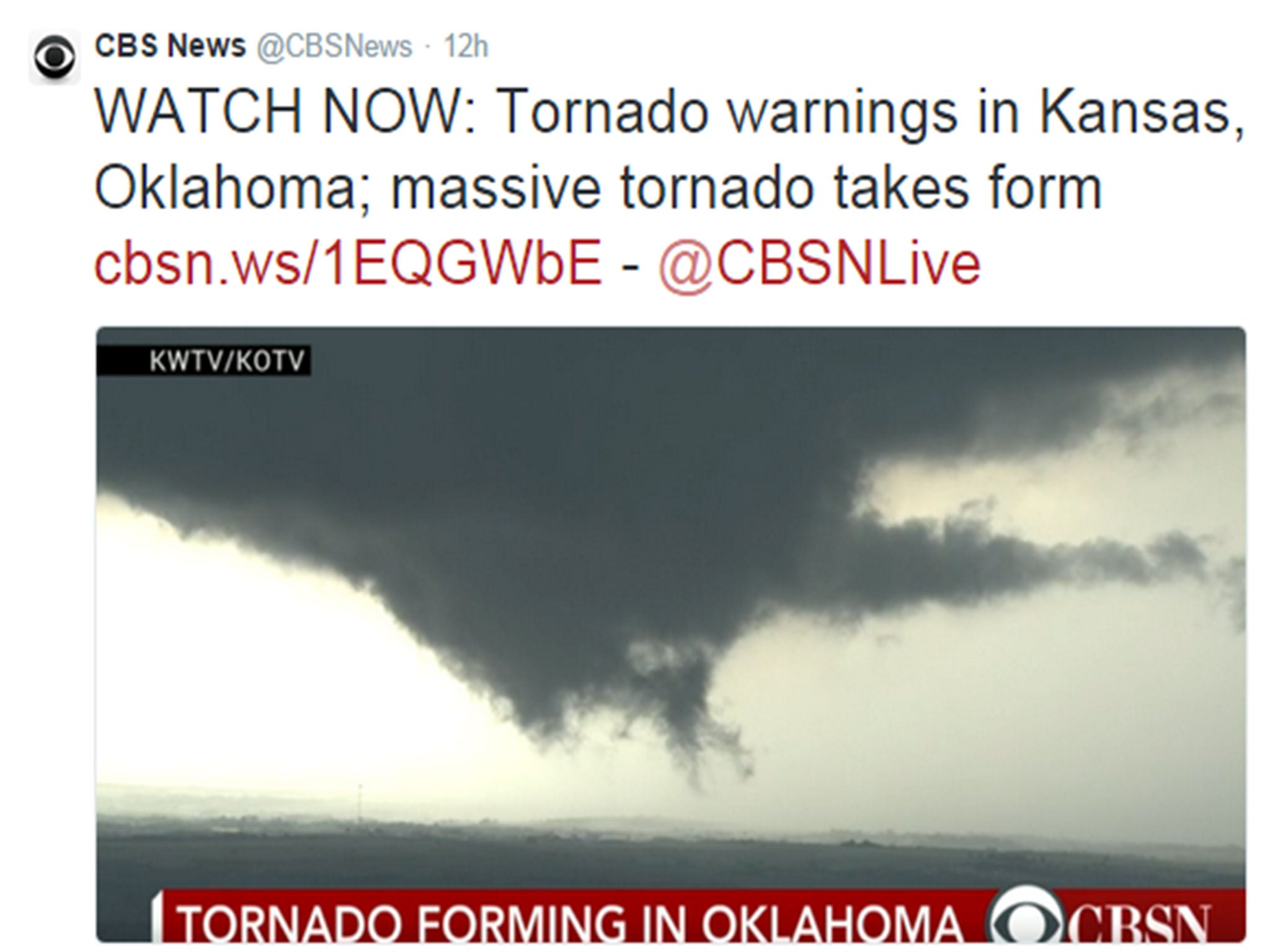 CBS initially desrcibed the tornado as 'massive'.