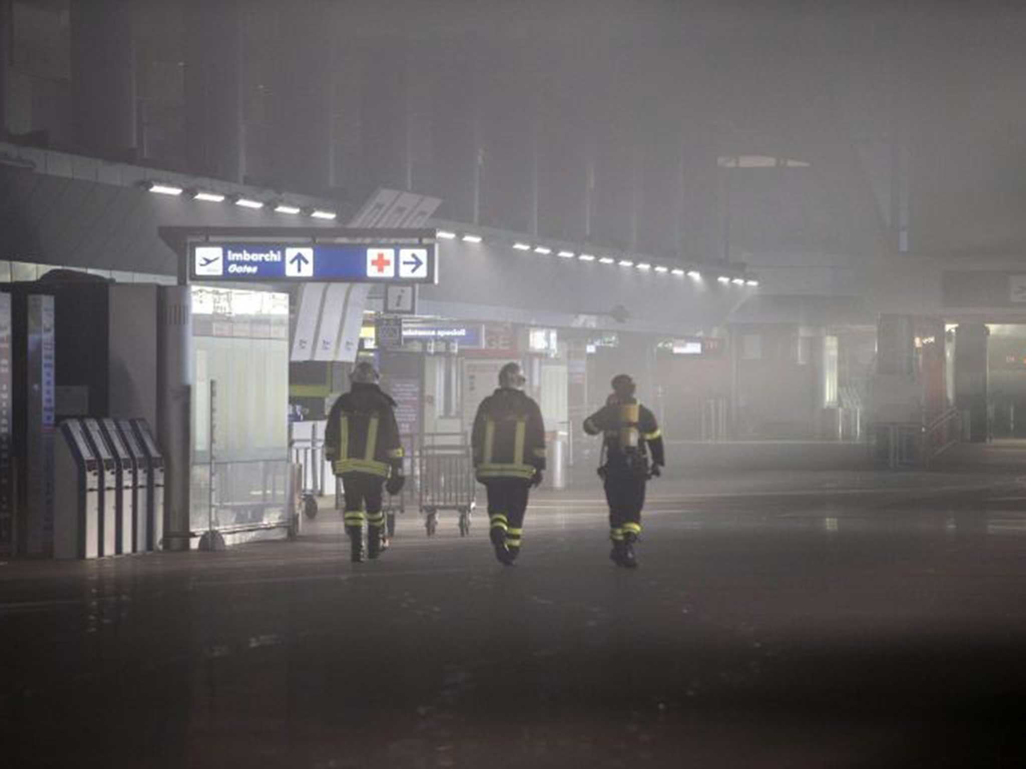 Firefighters in the terminal today