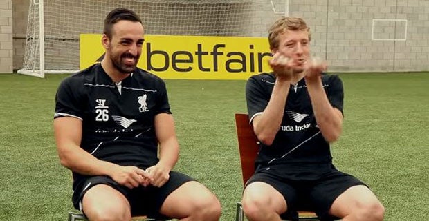 Lucas does his best Luis Suarez celebration