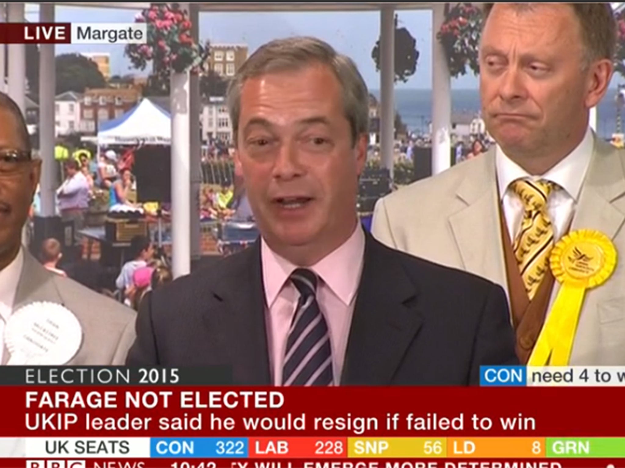 Nigel Farage said he had 'never been happier' after losing in Thanet South