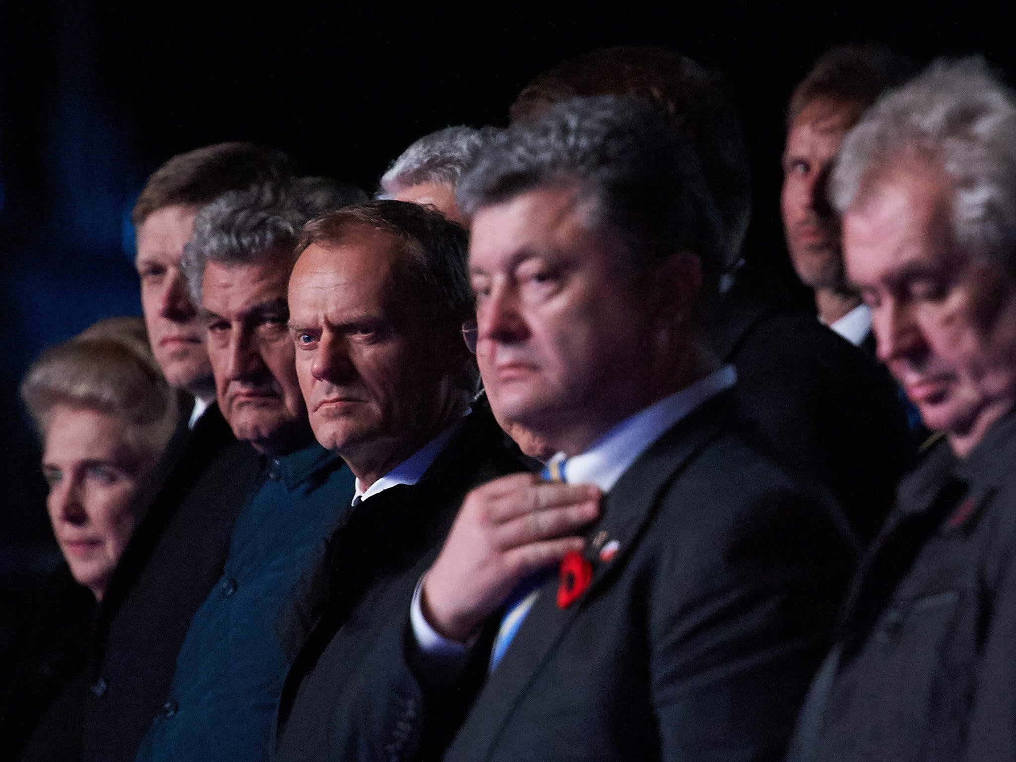 Polish President Donald Tusk (centre) hosts leaders in Warsaw