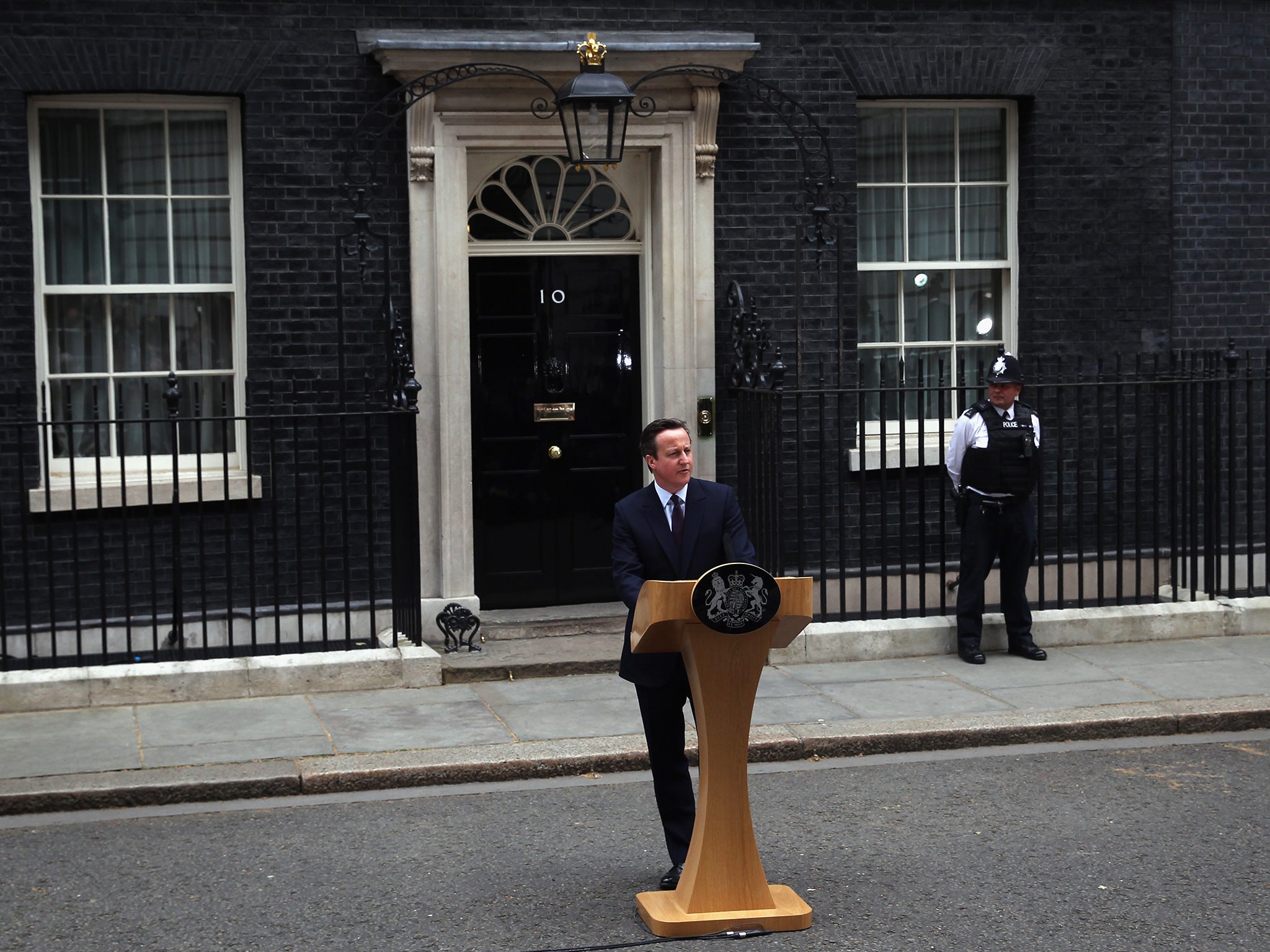 Cameron makes victory speech outside of 10 Downing Street after his surprise election win