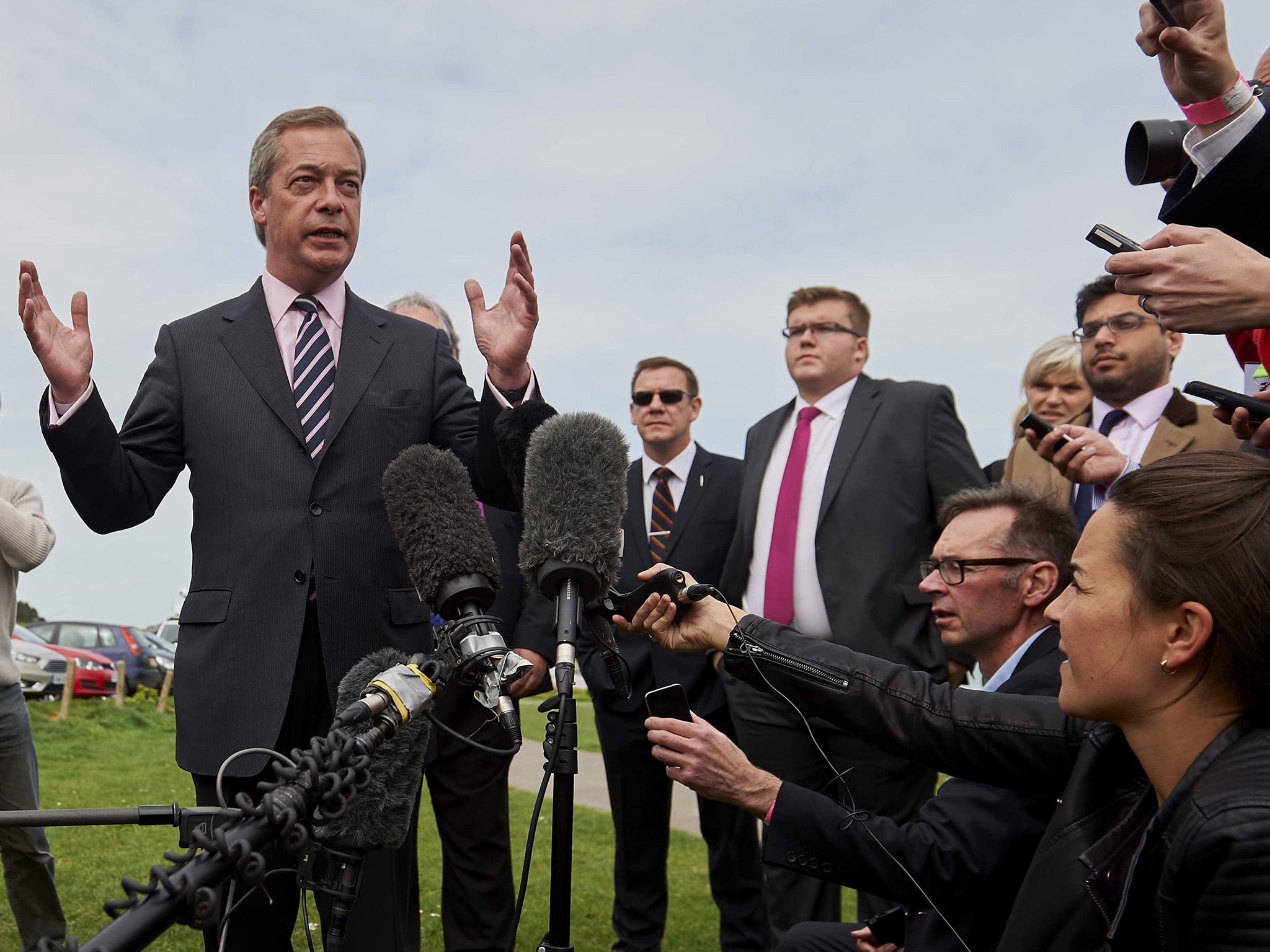 Farage addresses the media on polling day