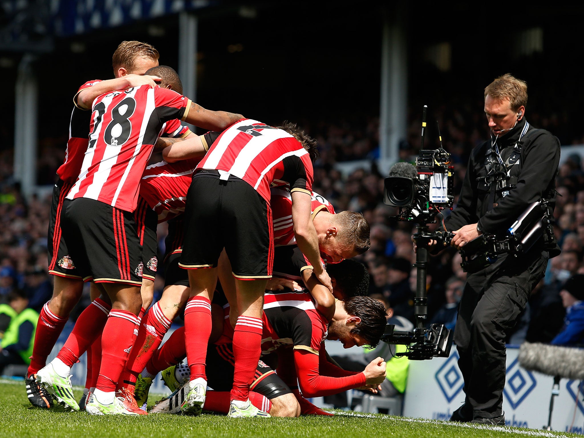 Sunderland players celebrate Danny Graham's opener