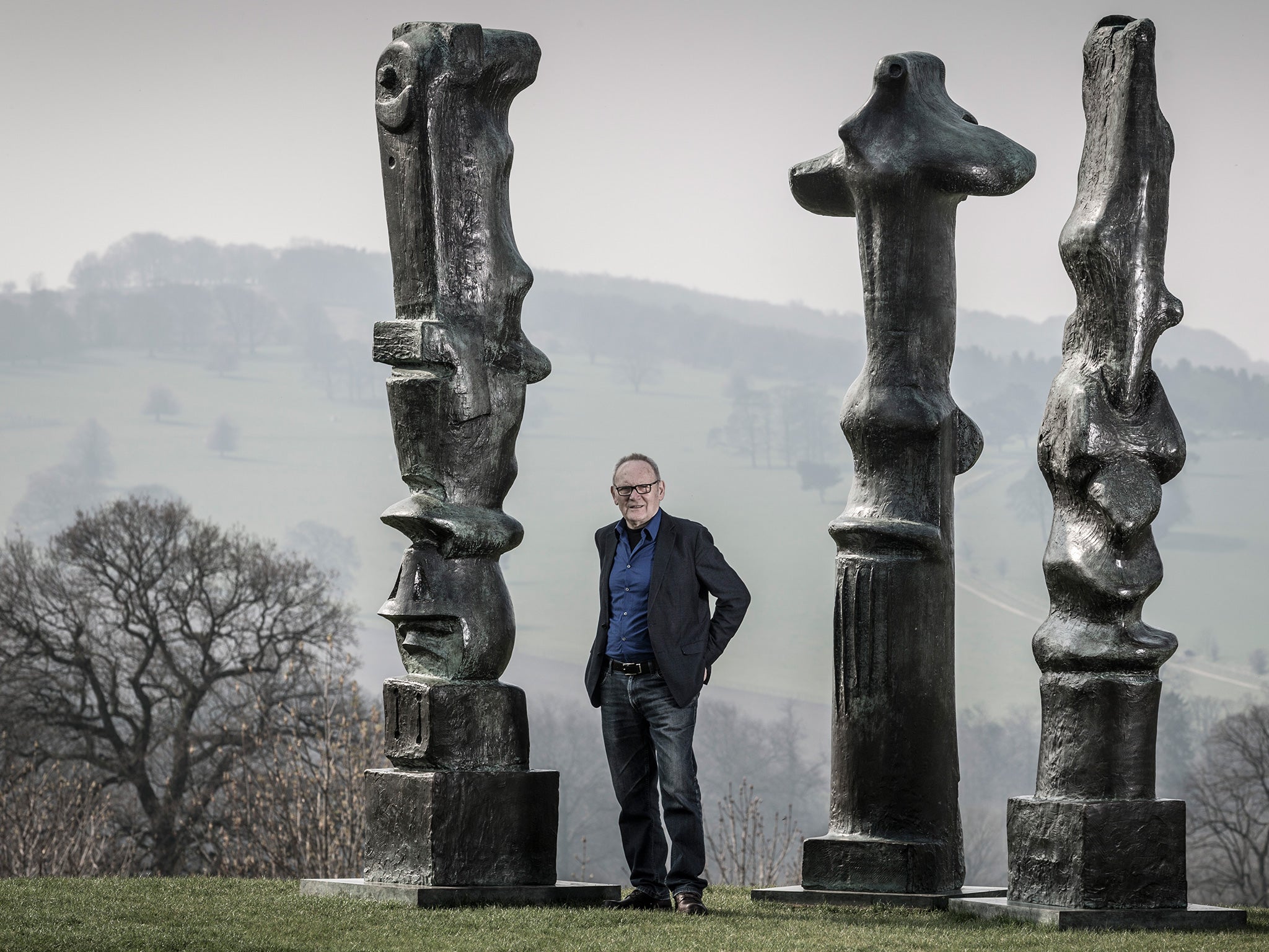 Peter Murray at the park with works by Henry Moore