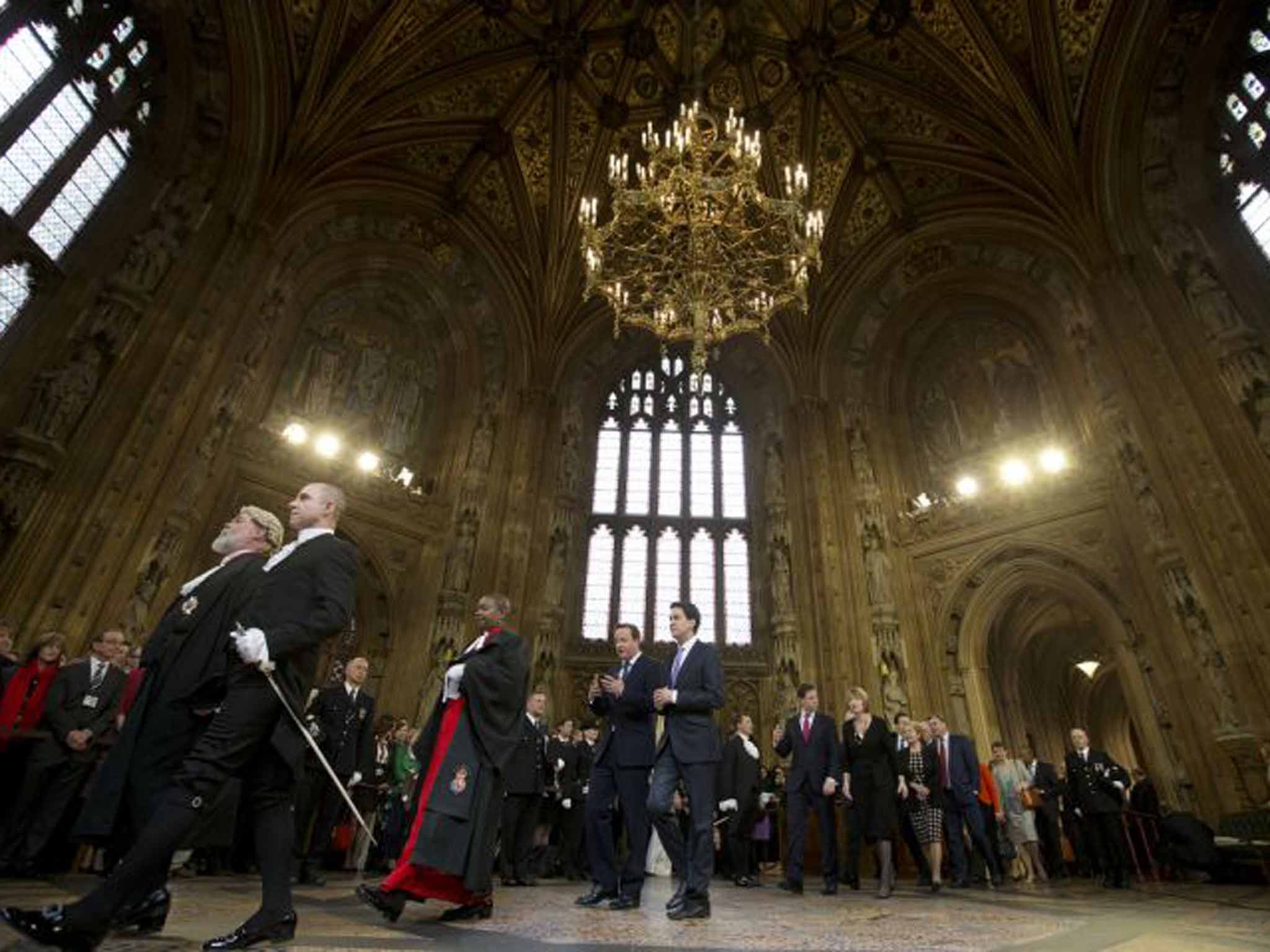 David Cameron leads the old cohort of MPs into Parliament in May 2013