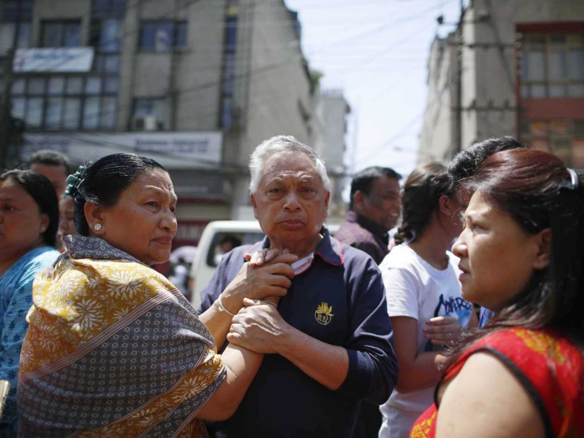 Crowds in the streets of Kathmandu, Nepal, have reacted with panic to the latest quake