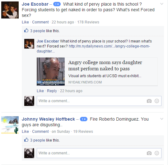 Critics posted negative reviews on the university's Facebook page
