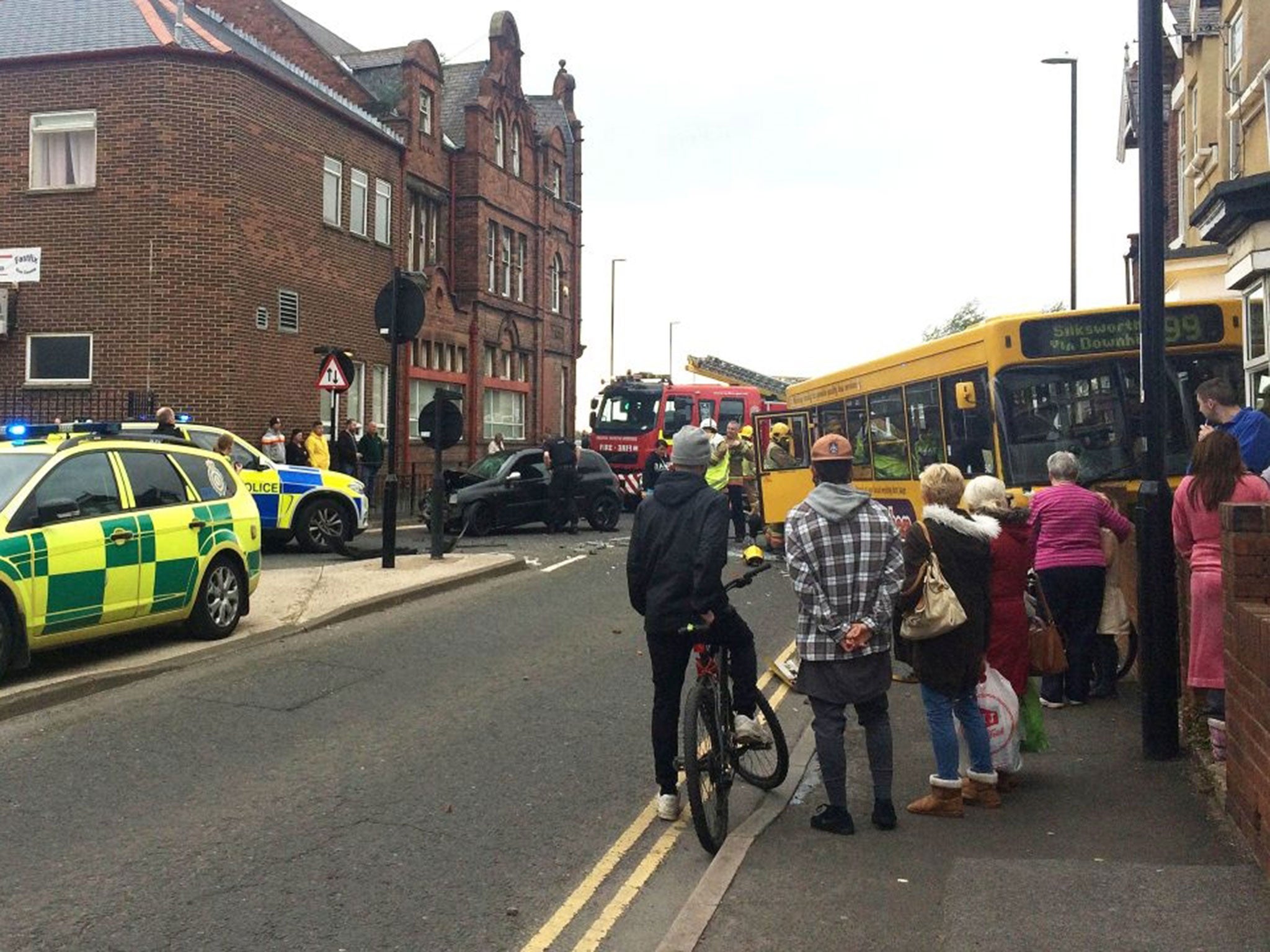 A bus crash in Merle Terrace, Pallion, Sunderland