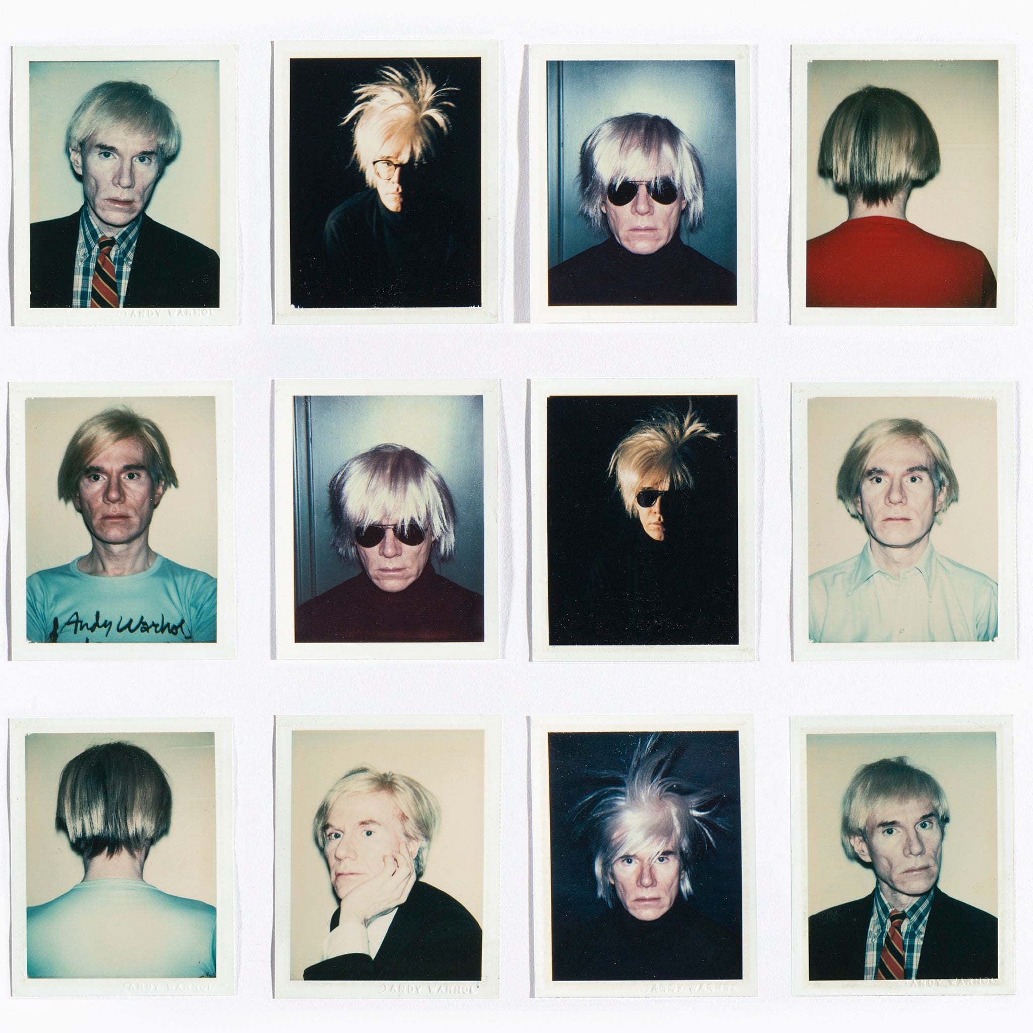 Andy Warhol posing for selfies that have been sold at a Southeby's eBay auction