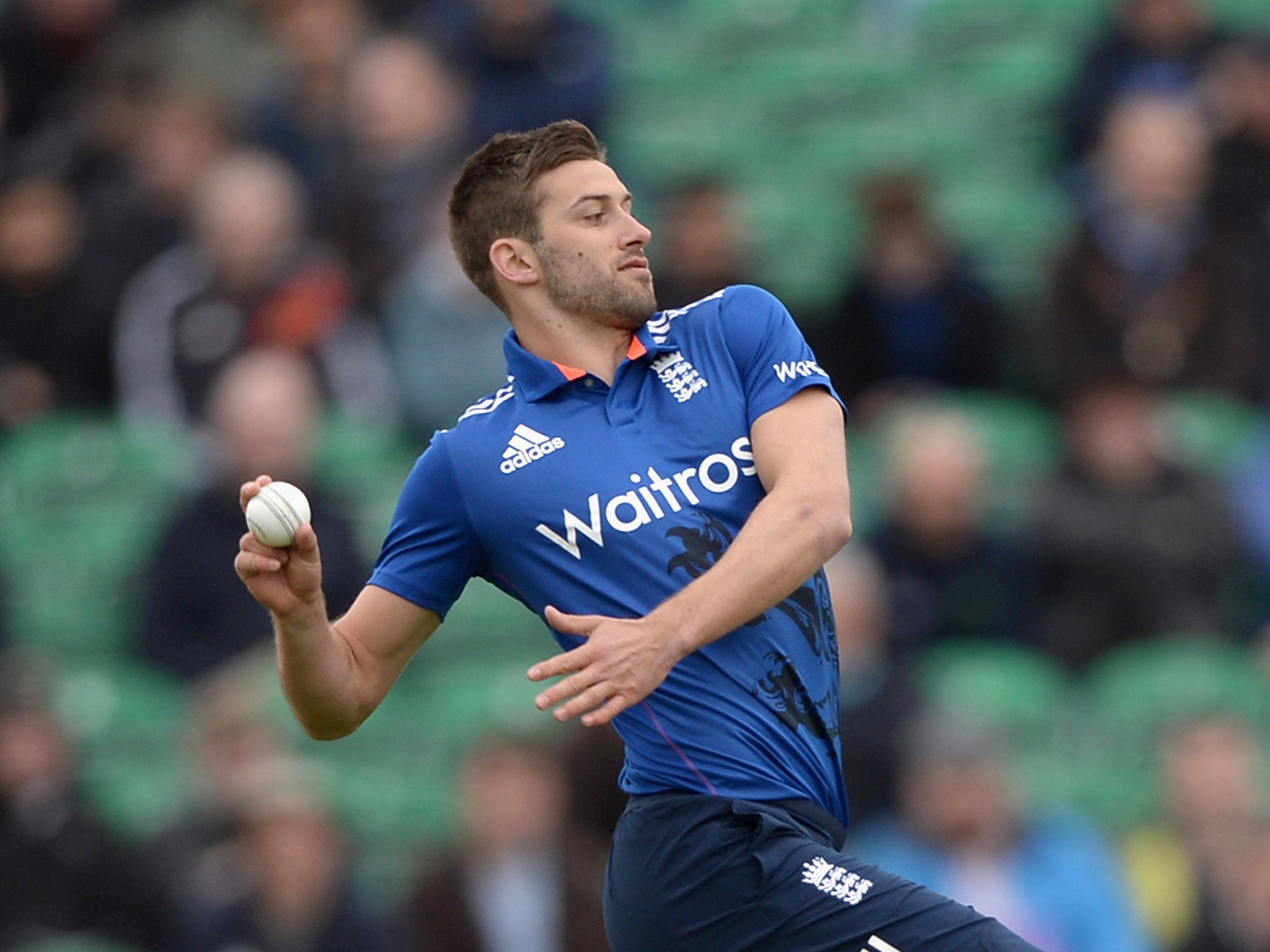 Mark Wood bowling for England against Ireland in the abandoned limited-overs international against Ireland in Dublin