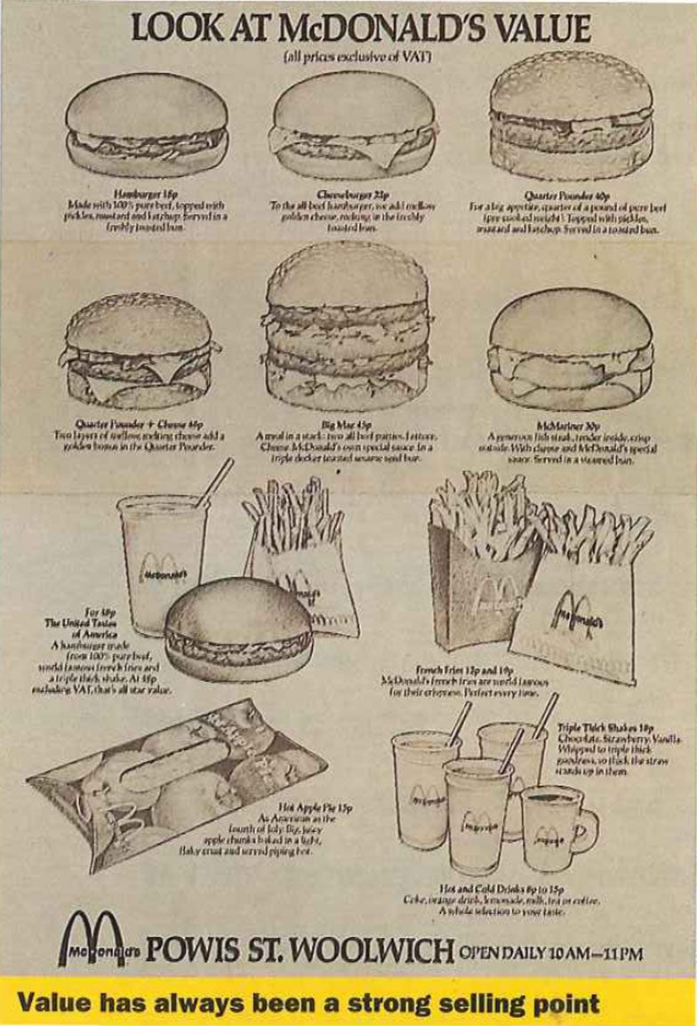 Many items on the 1974 menu are the same as those on offer today