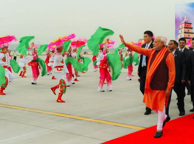 Modi was given a huge welcome by the Chinese government