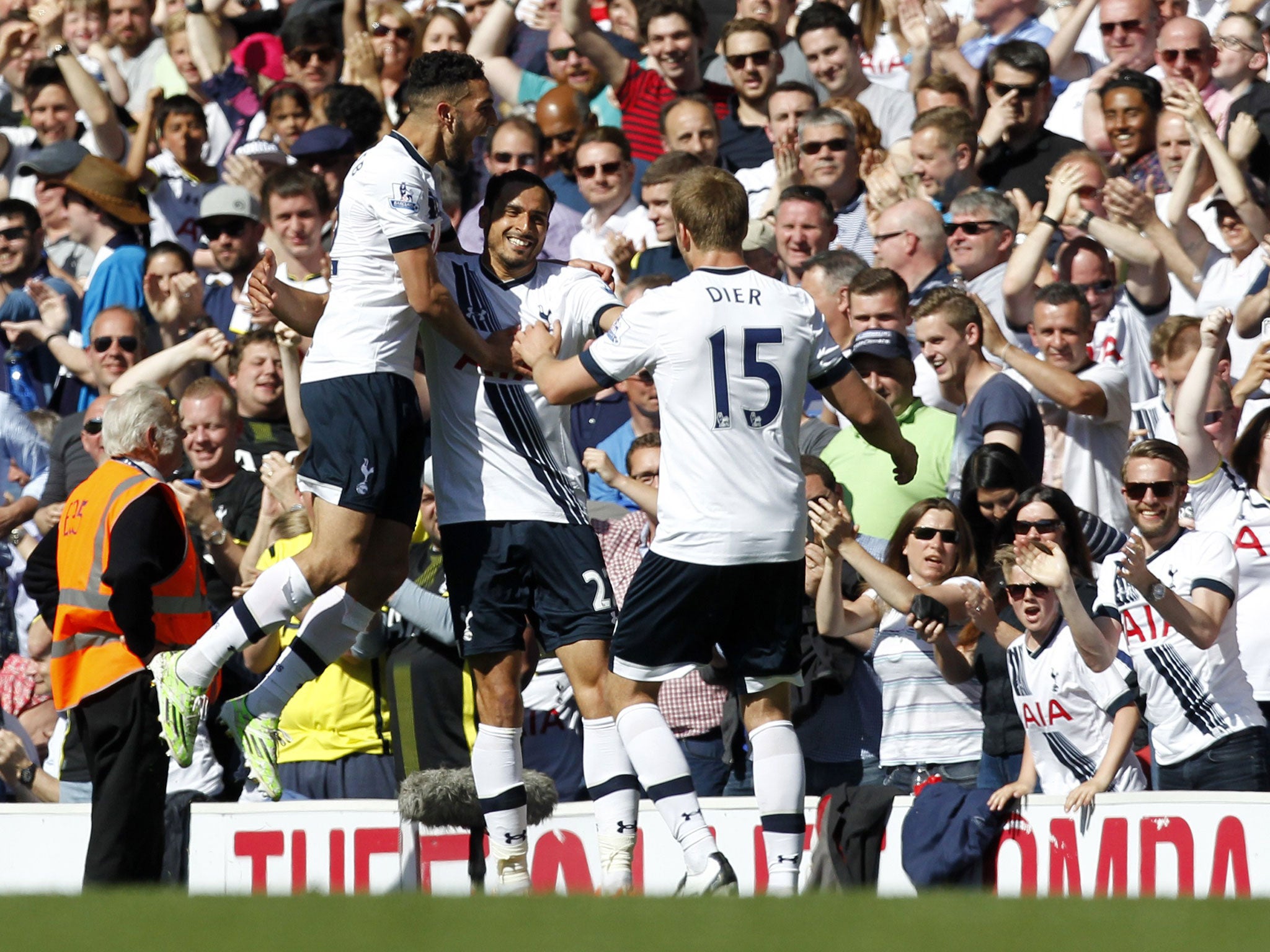 Spurs celebrate after Nacer Chadli opens the scoring