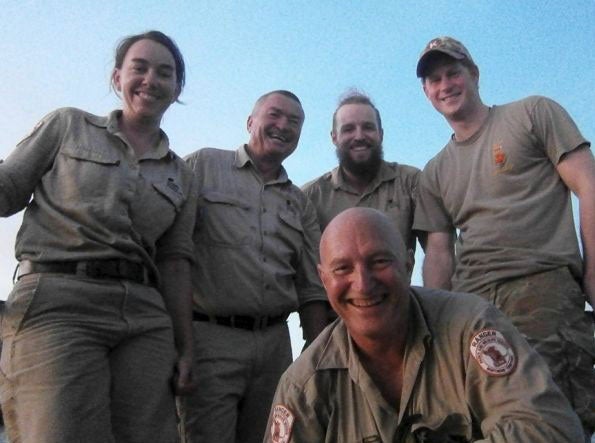 Prince Harry during an operation with Northern Territory Wildlife Rangers to capture and remove a saltwater crocodile in Darwin Harbour, Northern Territory, Australia