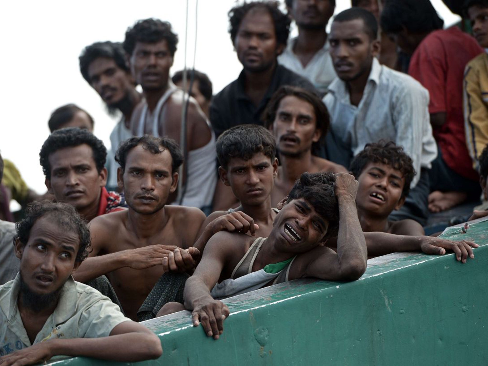 Rohingya migrants in a boat adrift in the Andaman Sea last week