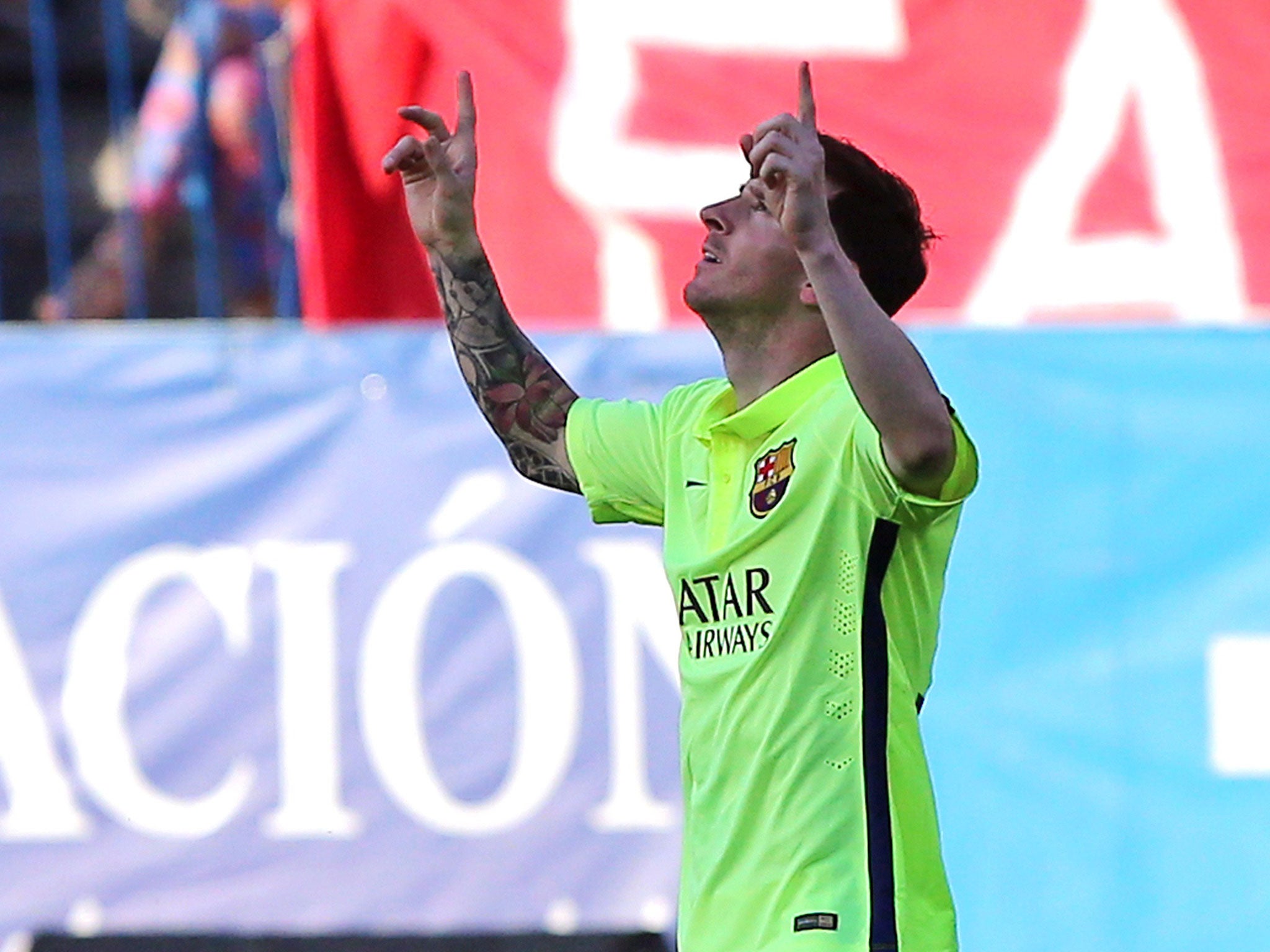 Lionel Messi celebrates his goal