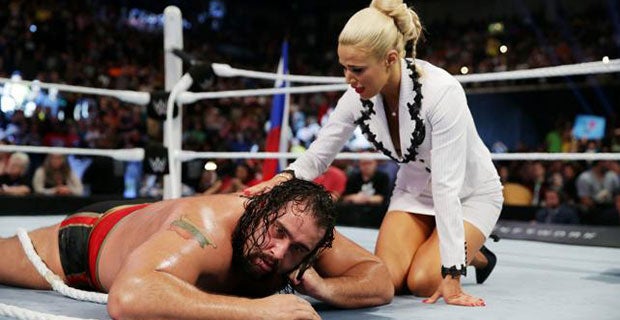 Lana tends to Rusev after quitting on his behalf