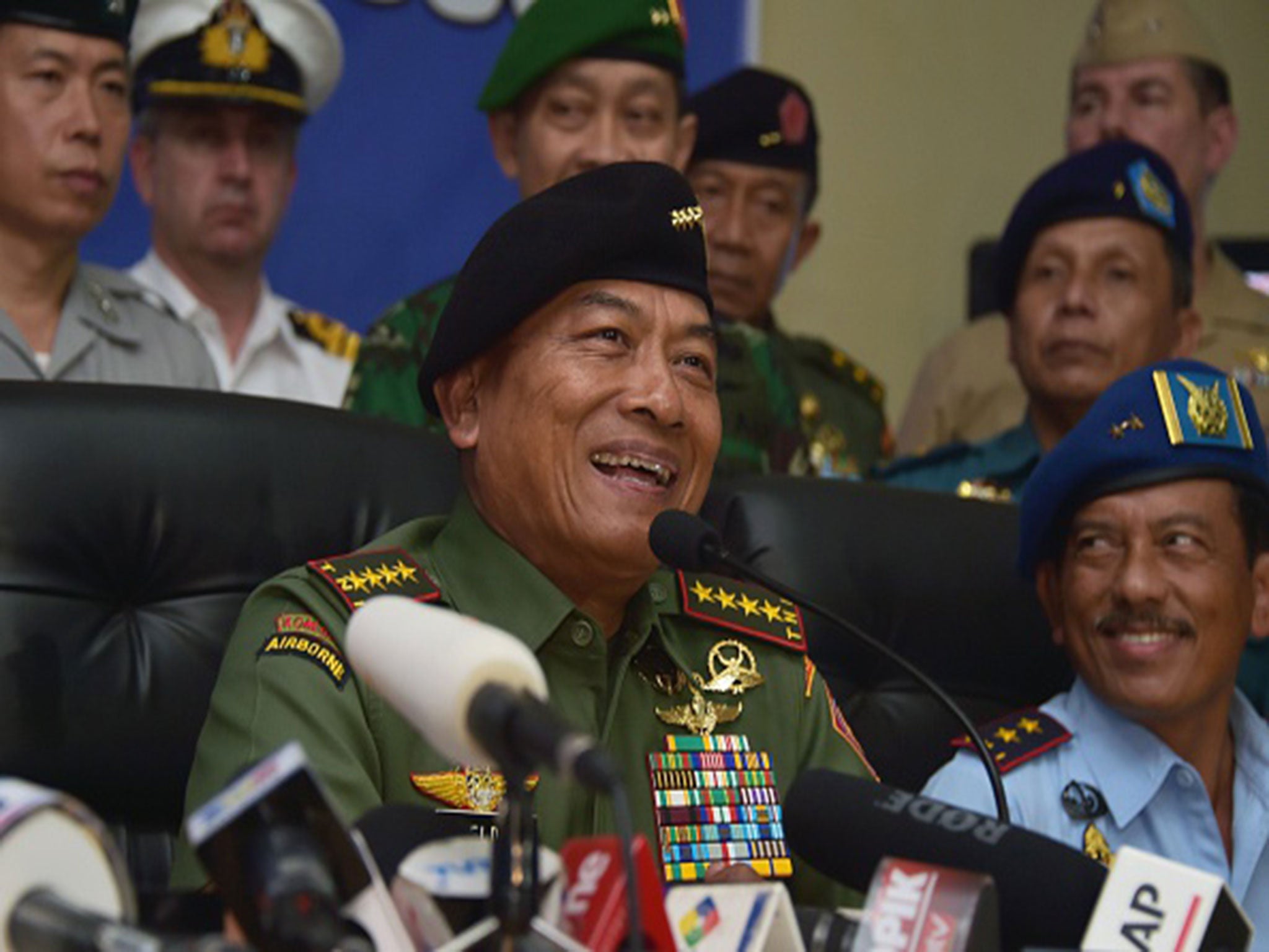 Indonesian Military Chief General Moeldoko speaks at a press conference