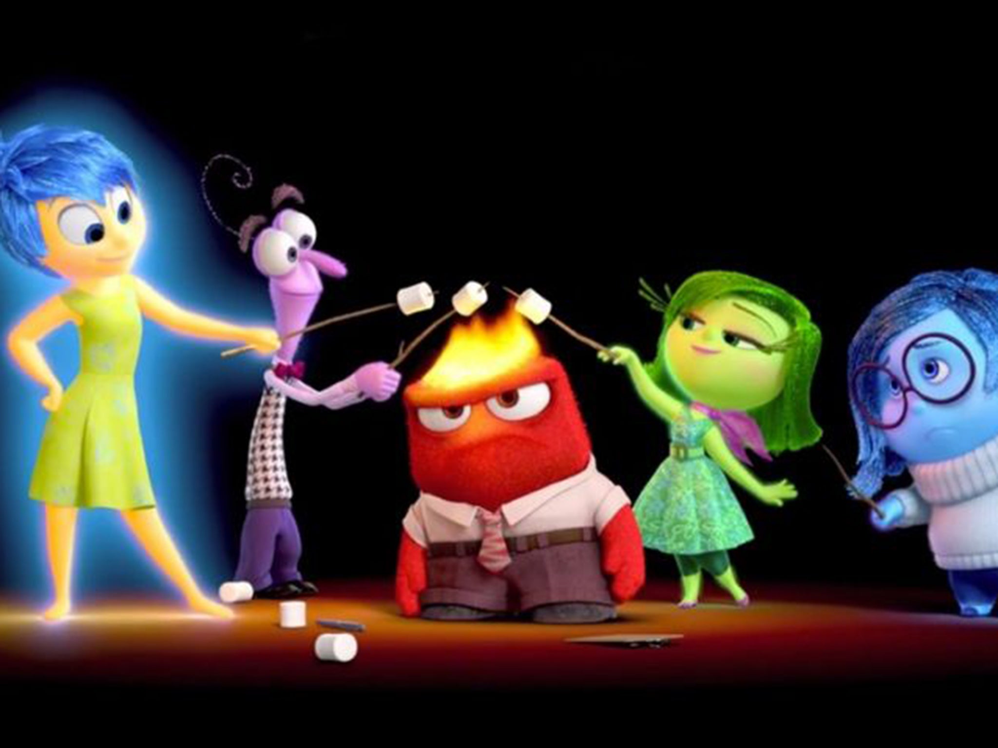 Joy, Fear, Anger, Disgust and Sadness feature inside Riley’s mind in ‘Inside Out’