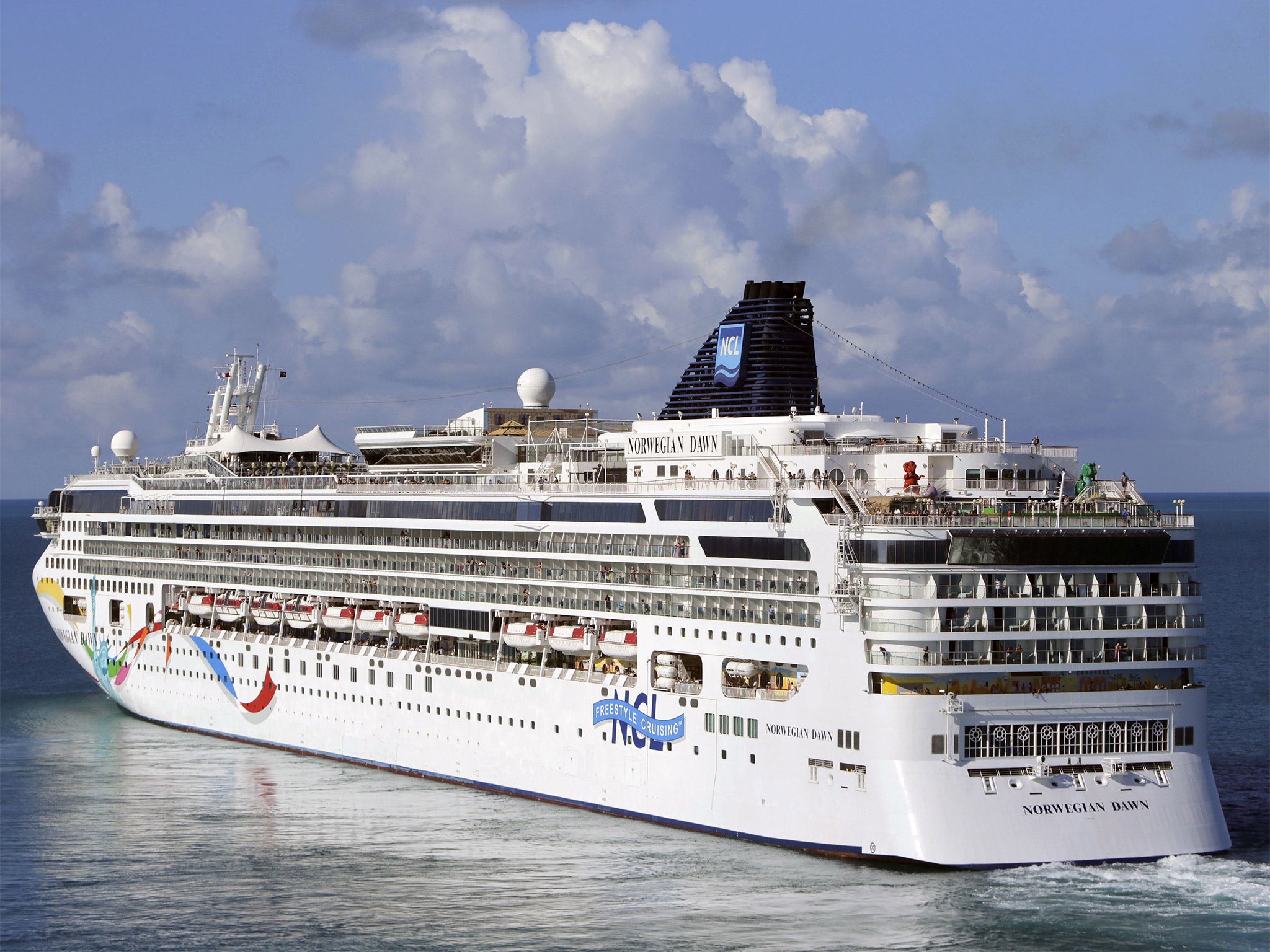 The Norwegian Dawn cruise ship ran aground after losing power. File photo