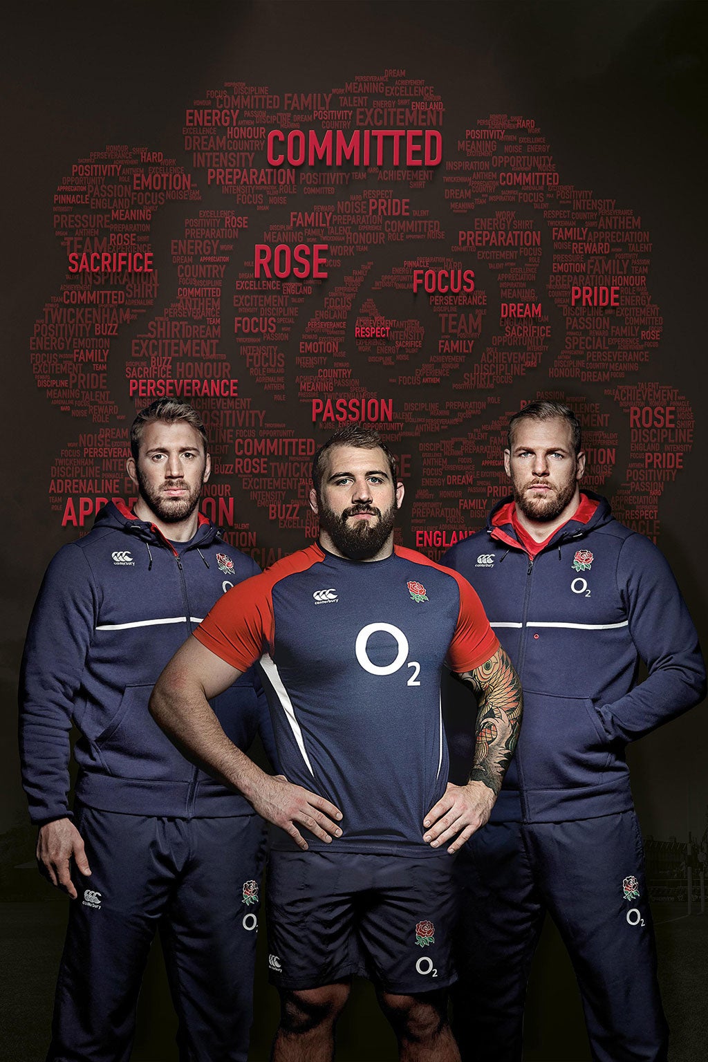 Chris Robshaw, Joe Marler and James Haskell model the England World Cup training kit