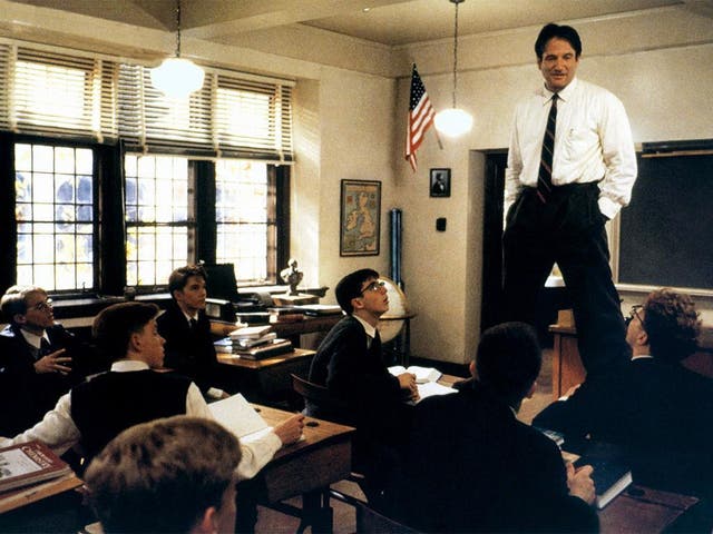 On form: Robin Williams plays an inspiring teacher in ‘Dead Poets Society’