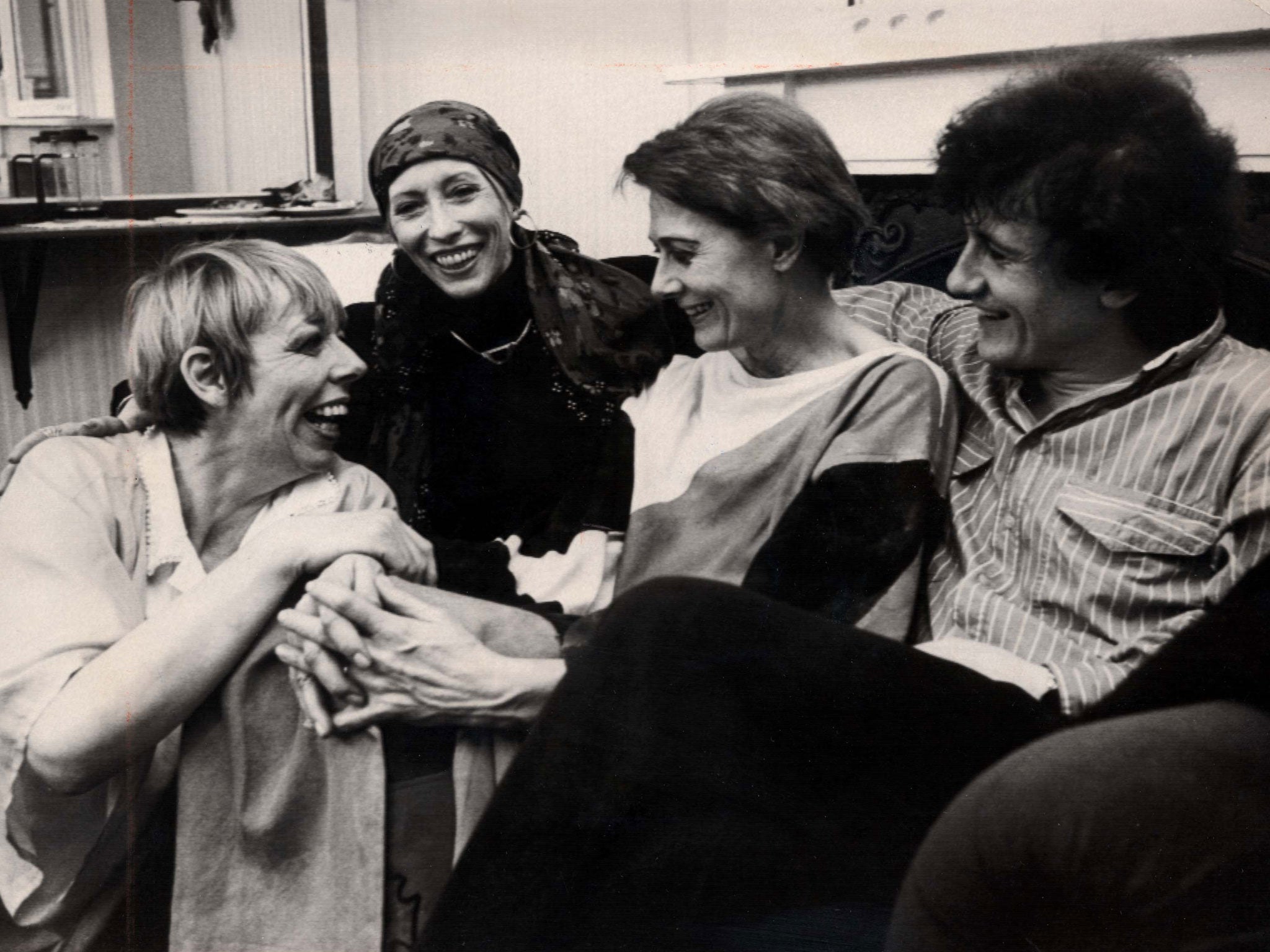 De la Tour (far left) with Madame Markova, Vanessa Redgrave and Oleg Menshikov in 1991, after performing 'When She Danced' at the Globe Theatre' (Rex)