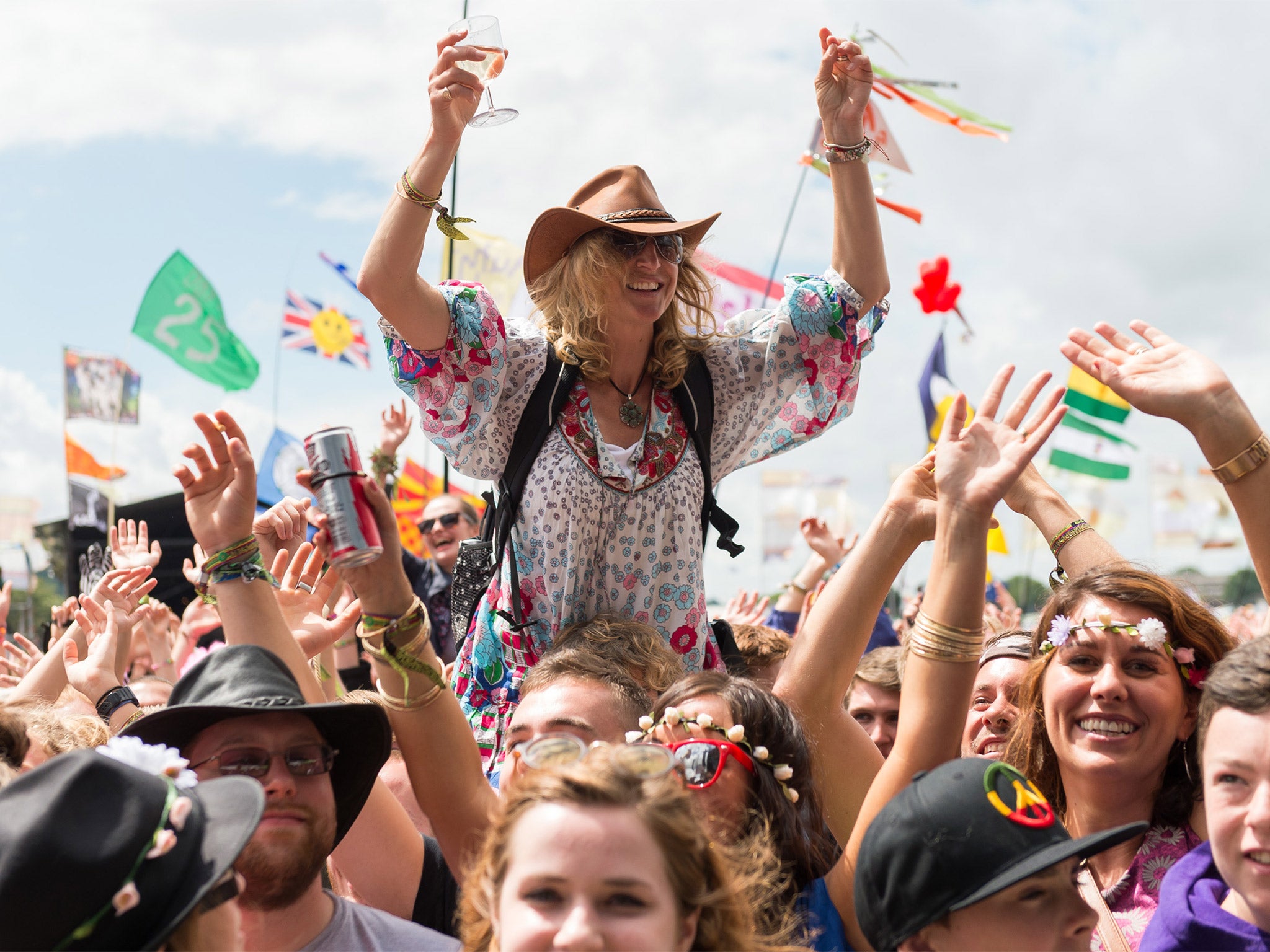 Festival-goers at Glastonbury