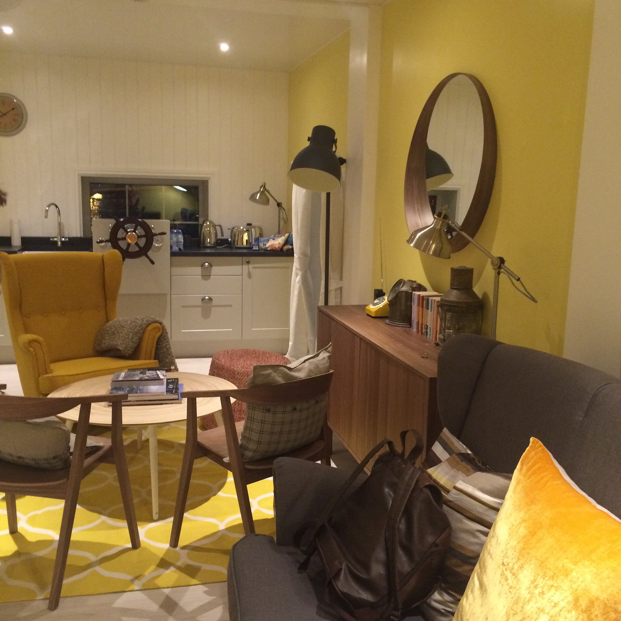 The interior of Airbnb's houseboat