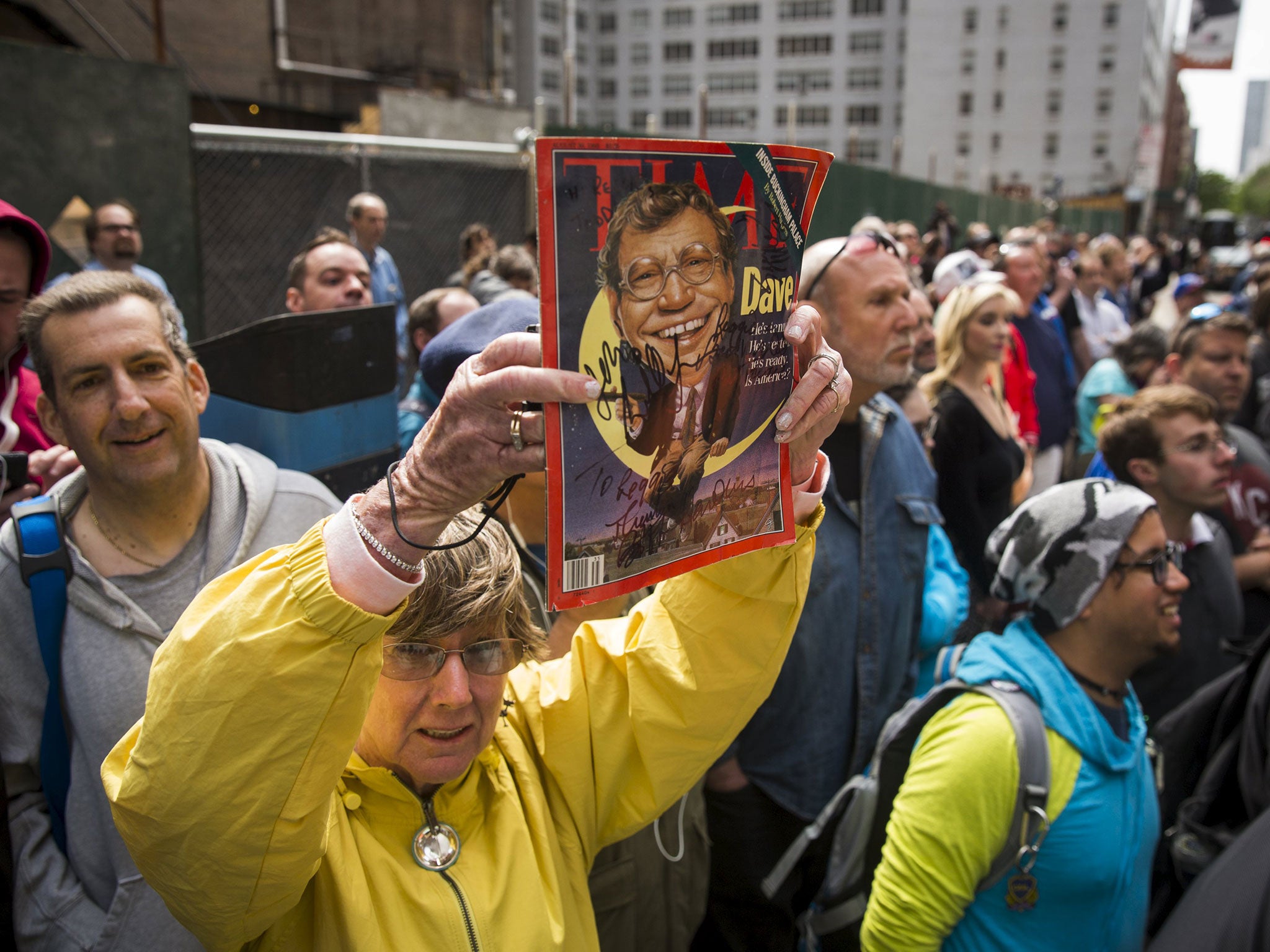 Fans outside the New York theatre where ‘The Late Show’ is recorded