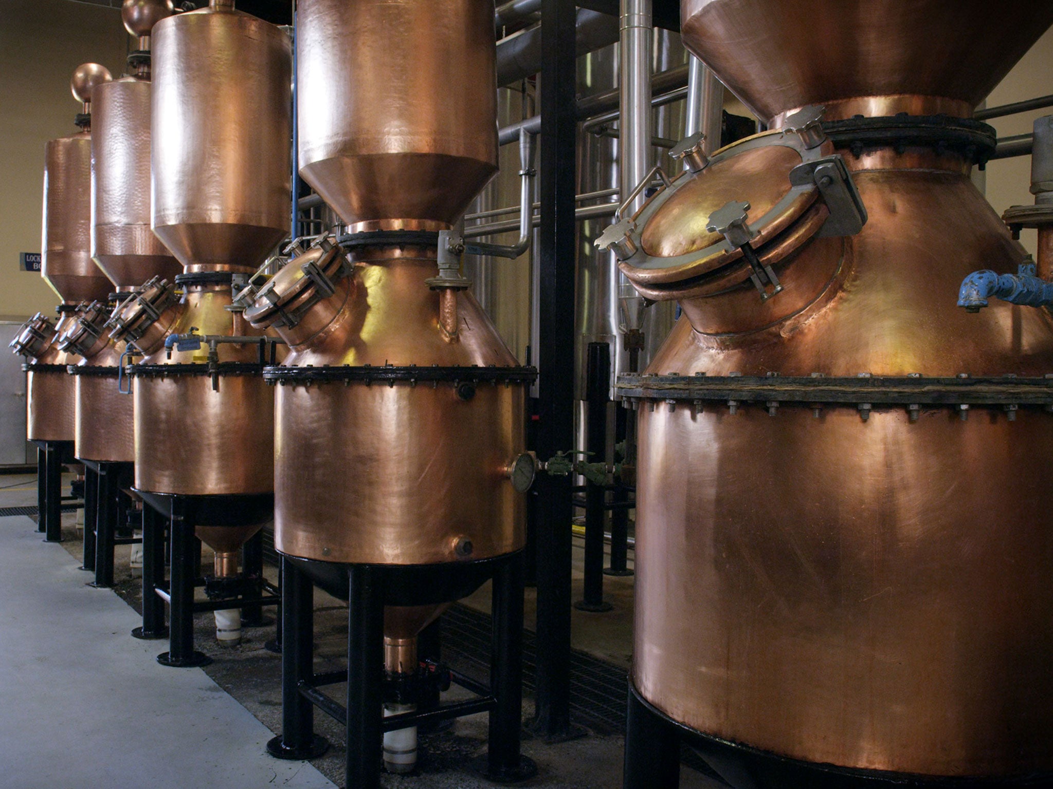 Slow process: Giant copper tequila stills at the Hacienda Patrón