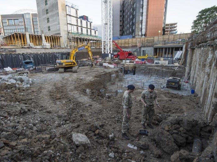 The bomb was dug up by builders in the shadow of Wembley Stadium