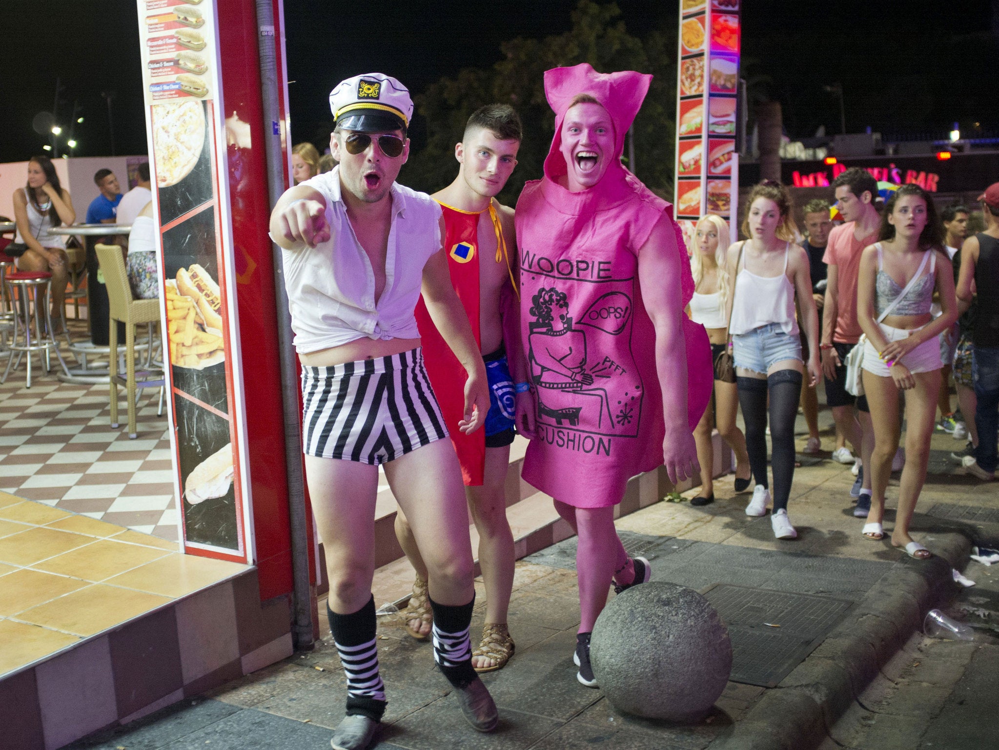 British tourists on Punta Ballena street in Magaluf