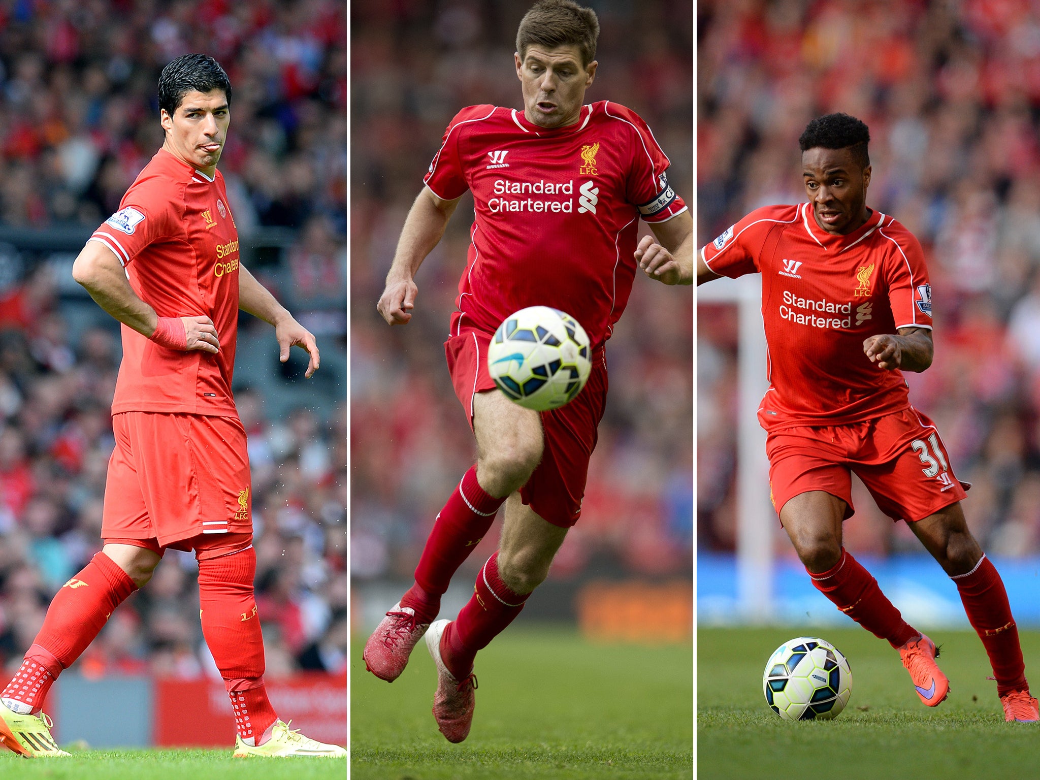 Luis Suarez, Steven Gerrard and Raheem Sterling