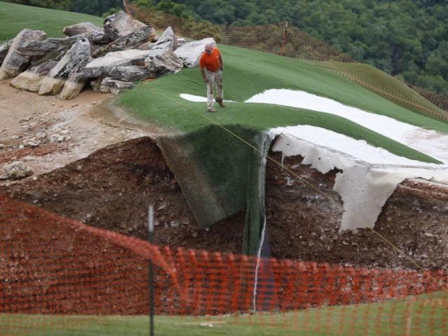 A sinkhole at the Top of the Rock Golf Course in Branson