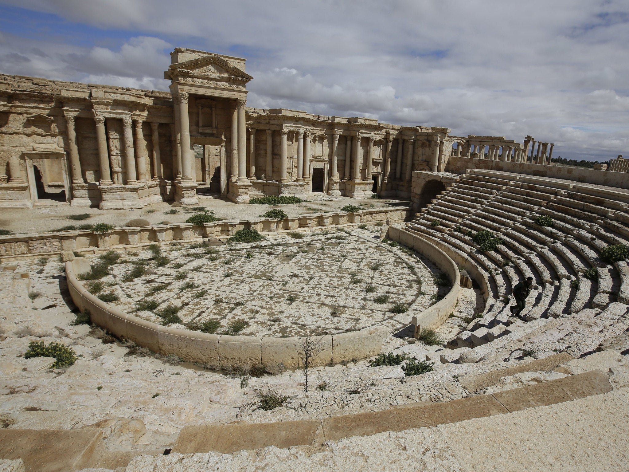 A picture taken on March 14, 2014 shows a partial view of the theatre at the ancient oasis city of Palmyra, 215 kilometres northeast of Damascus.