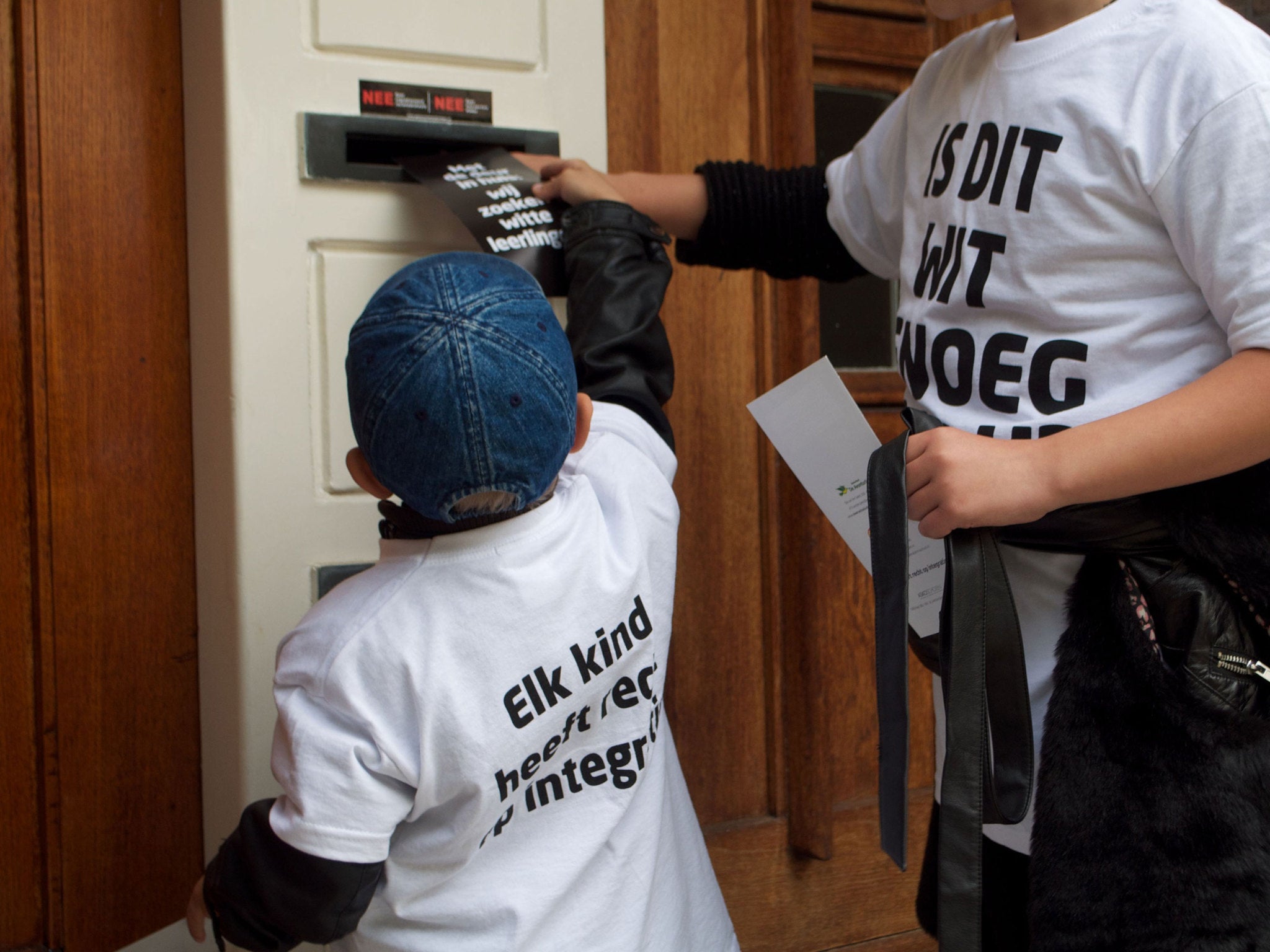 Parents and children handed out flyers explaining the campaign