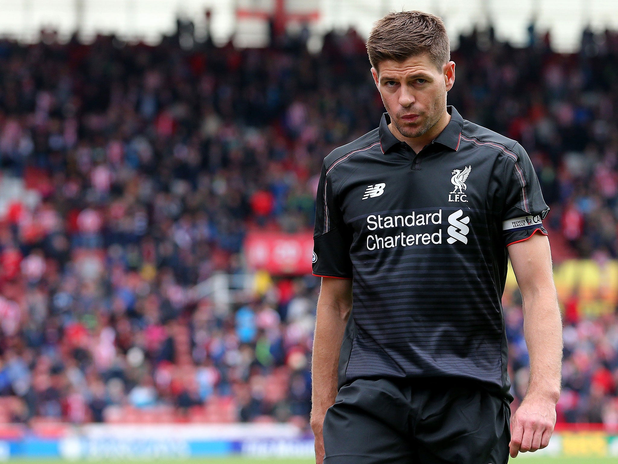 Steven Gerrard in his final Liverpool match at Stoke