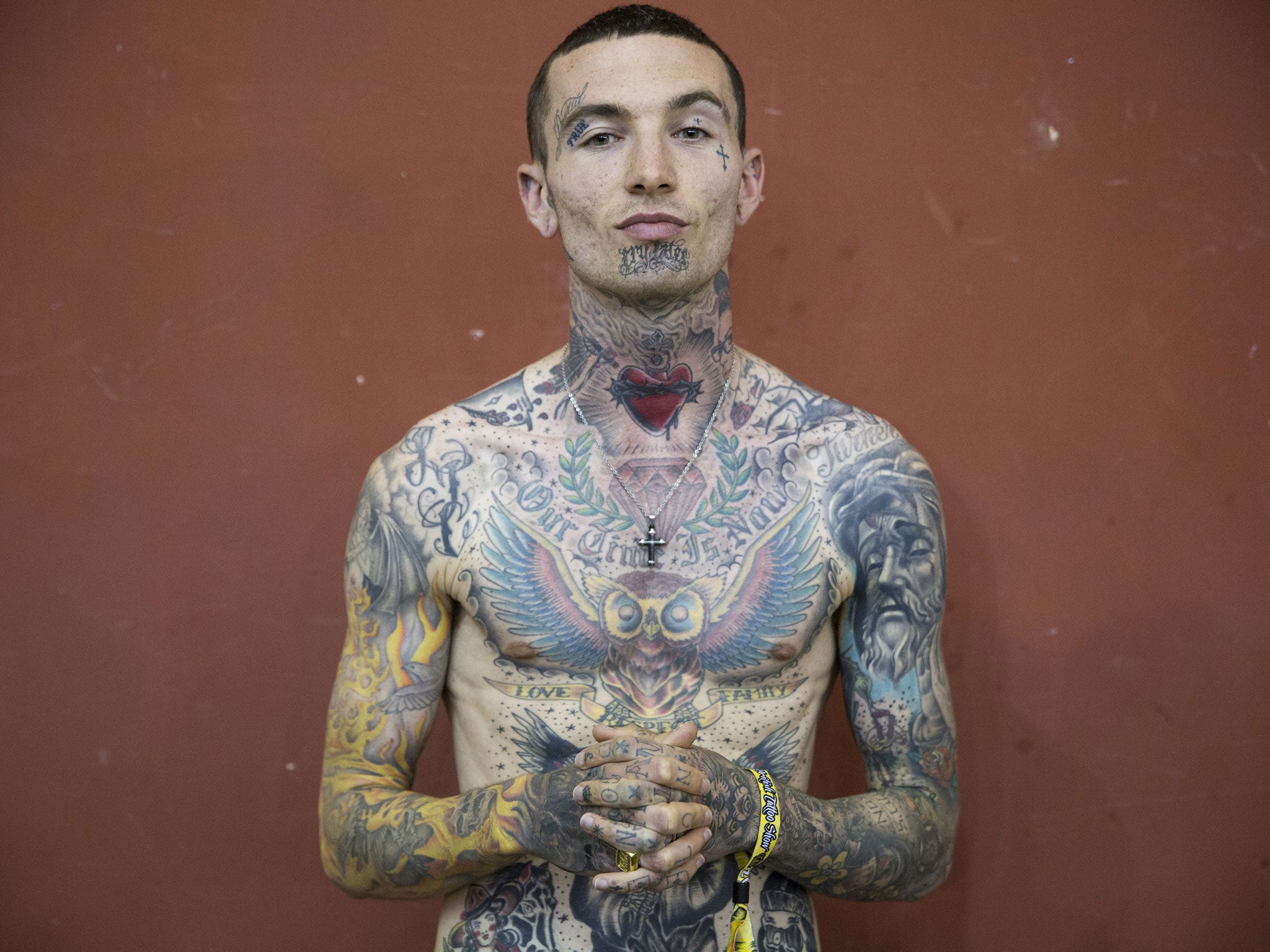 Tattoo artist 'Law' poses for a portrait during the Great British Tattoo Show