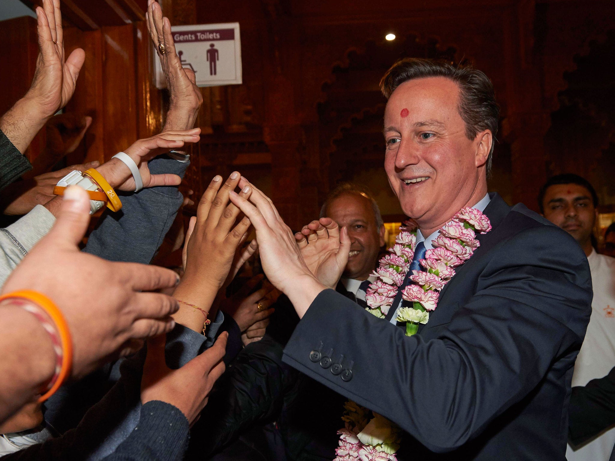 David Cameron vists Neasden Hindu Temple a few days before the May 2015 election