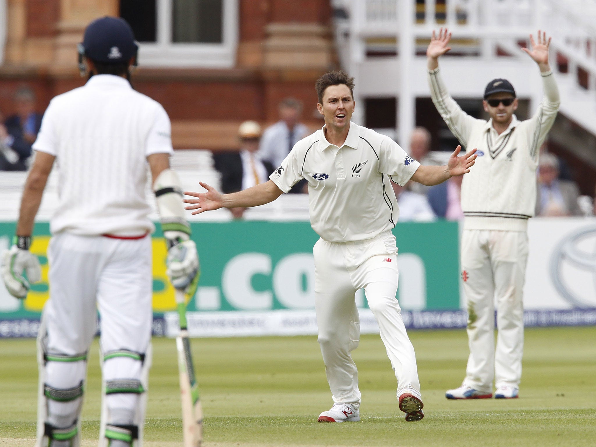 Trent Boult successfully appeals for the wicket of Cook