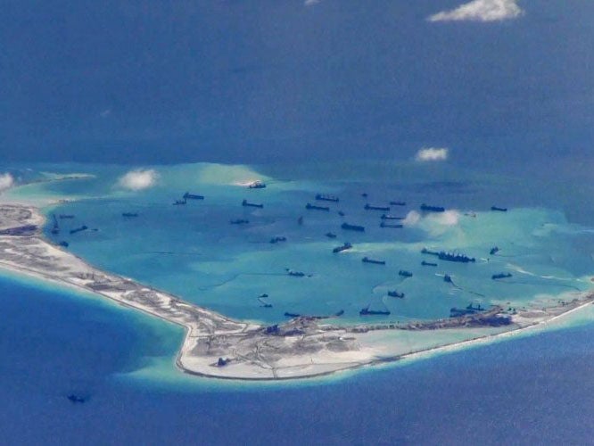 &#13;
China has been building an artifical chain of islands to bolster its claim to the South China Sea&#13;