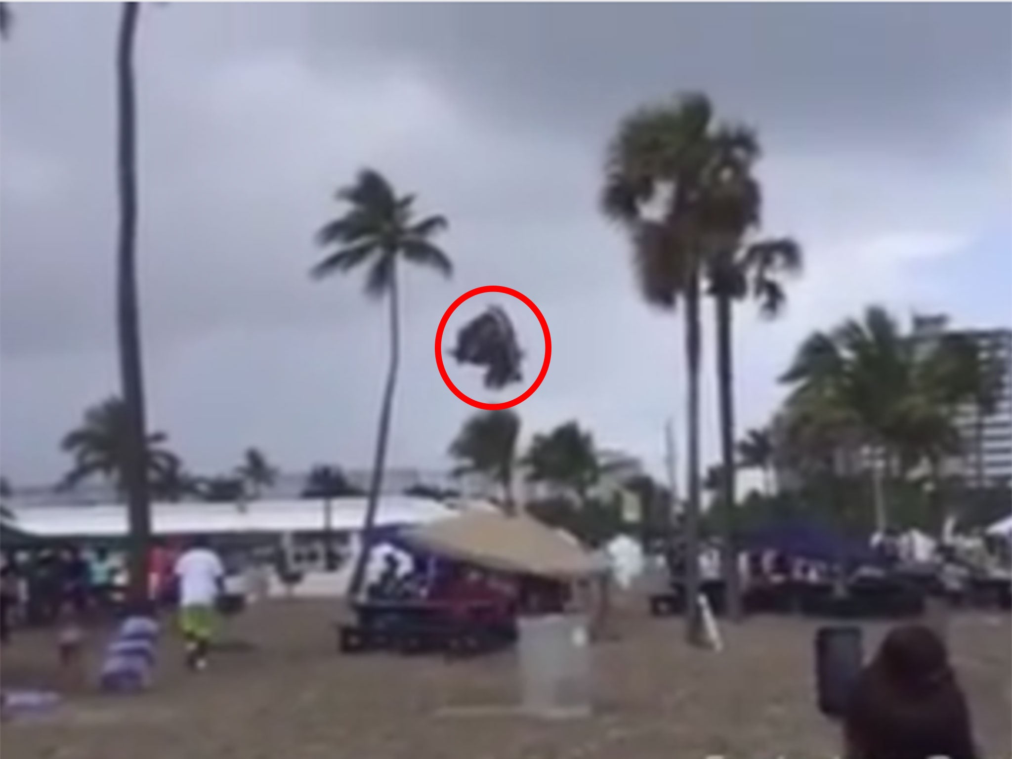 The bouncy castle was launched into the air by the freak waterspout